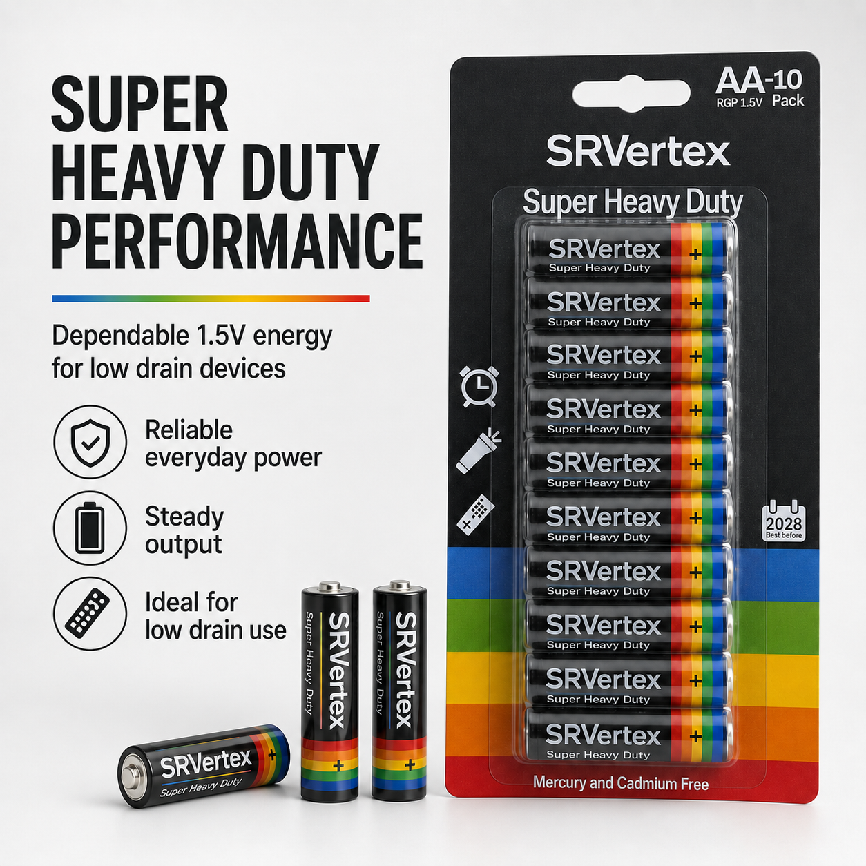 AA Heavy Duty Batteries – 10 Pack