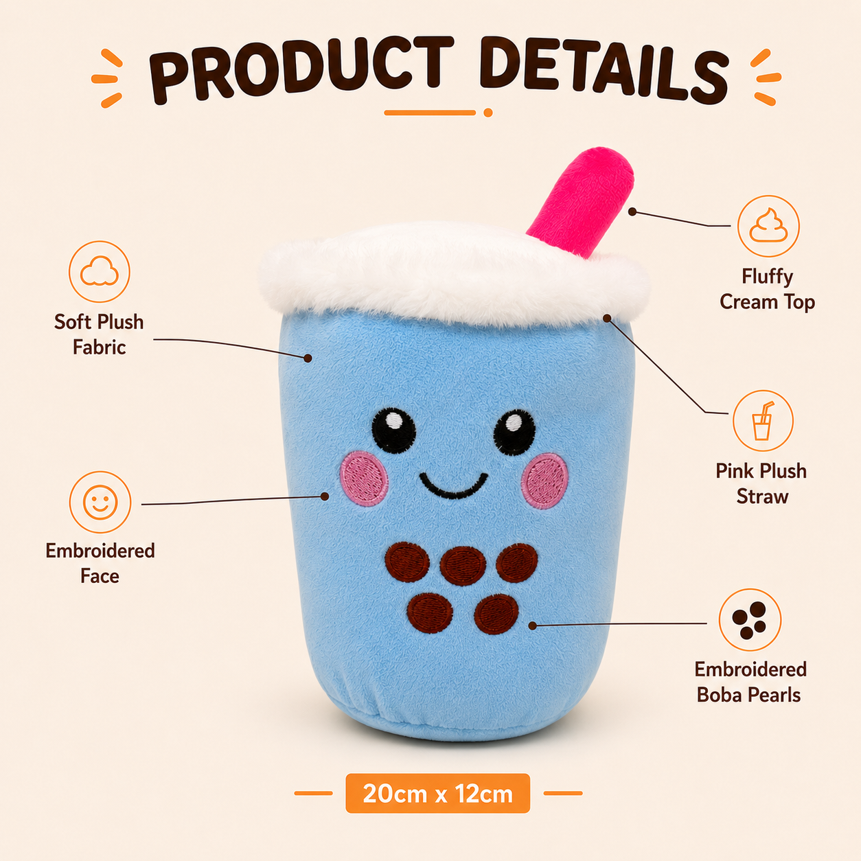Bubble Tea Plush Toy 20cm
