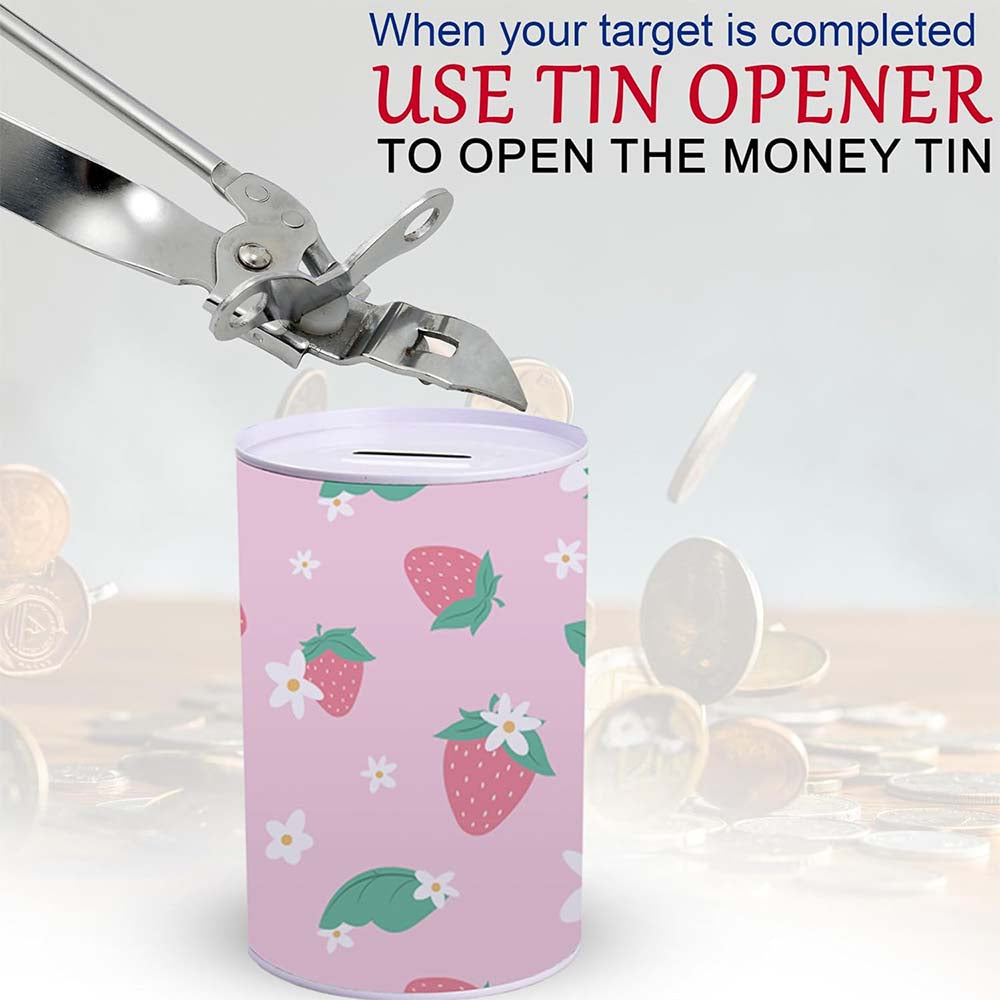 14.5cm Metal Girls Money Tin-Strawberry Design