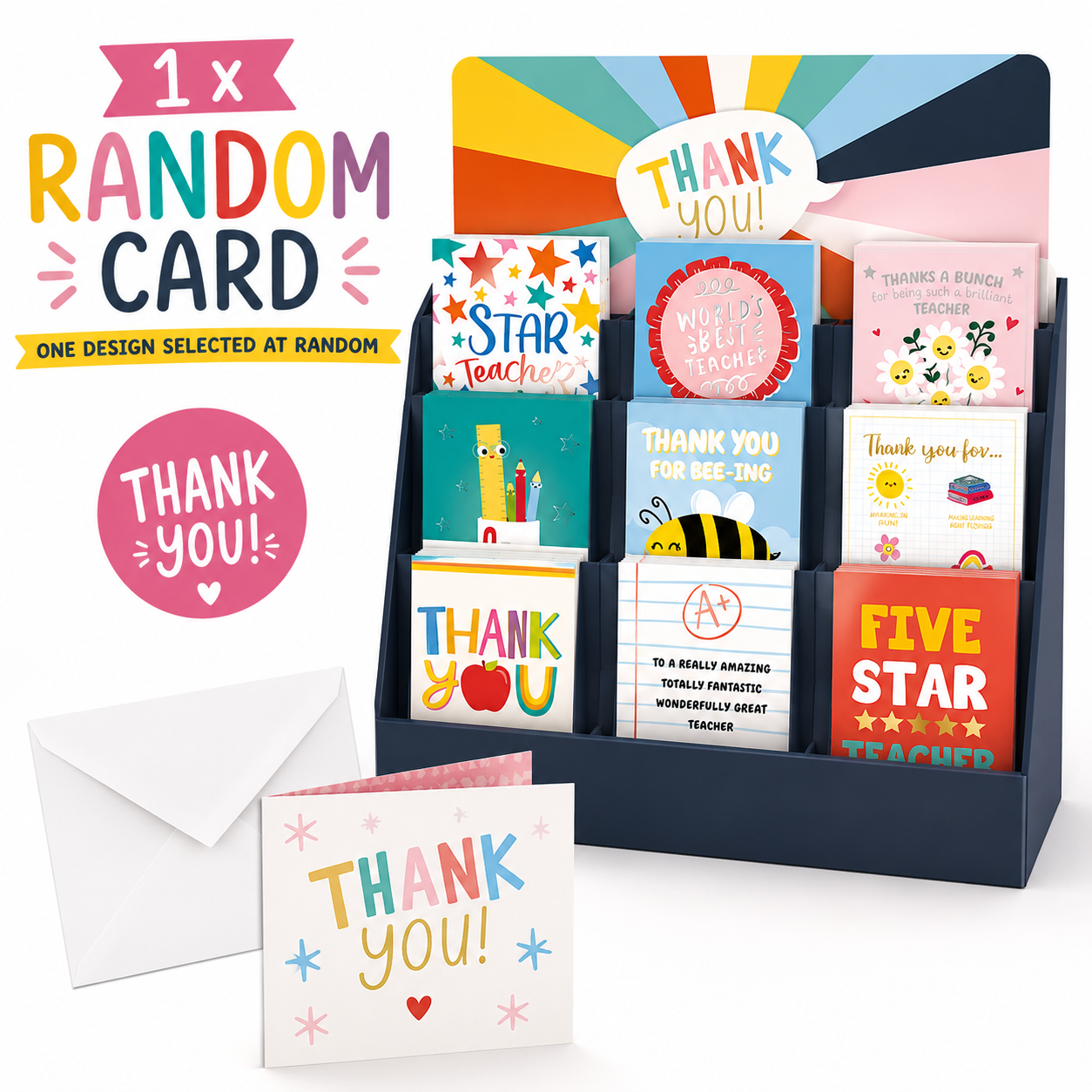 1x Random Teacher Greeting Card with Envelope