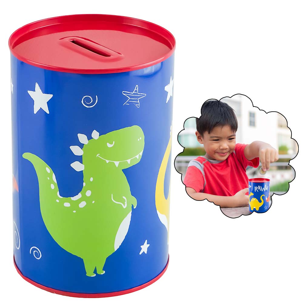 1x Boys Metal Money Tin-Dinosaur Design
