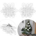 2Pcs White Christmas Flower Clip Ornaments - 10cm