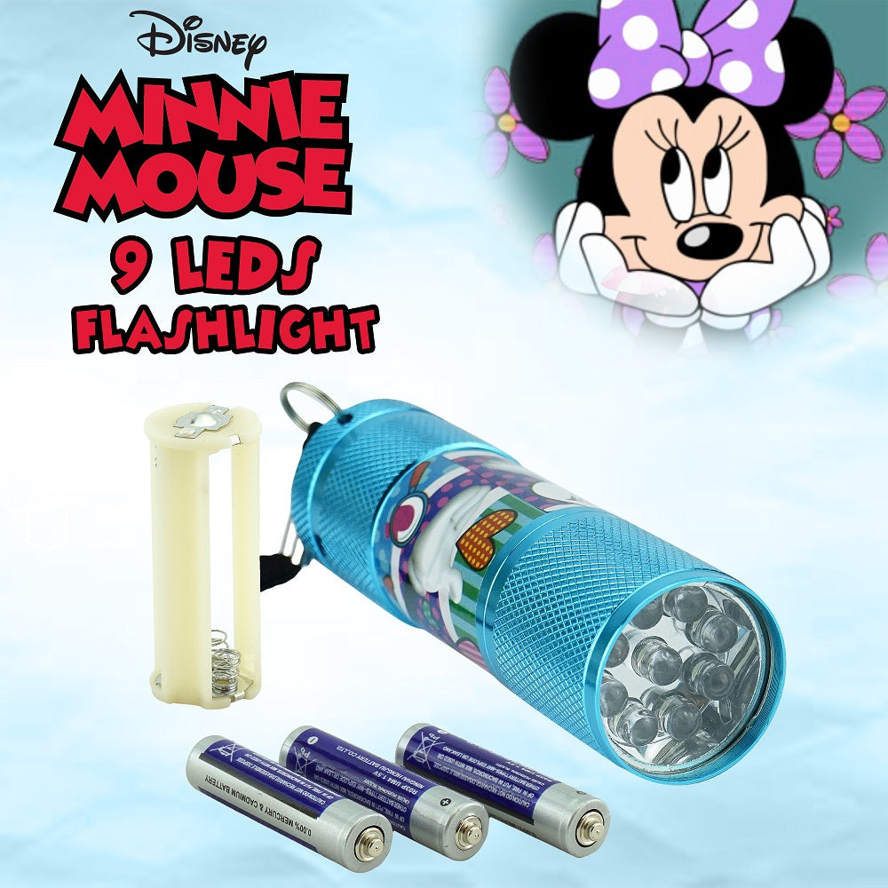 Kids Aluminum 9 LED Torch with Colours for Girls - Minnie Mouse (Will Work Bows)