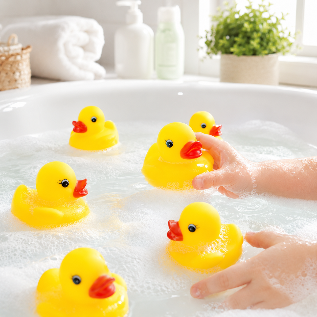 9Pcs Yellow Squeaky Bath Duck 5cm