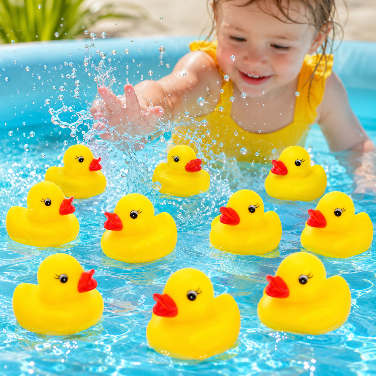 9Pcs Yellow Squeaky Bath Duck 5cm