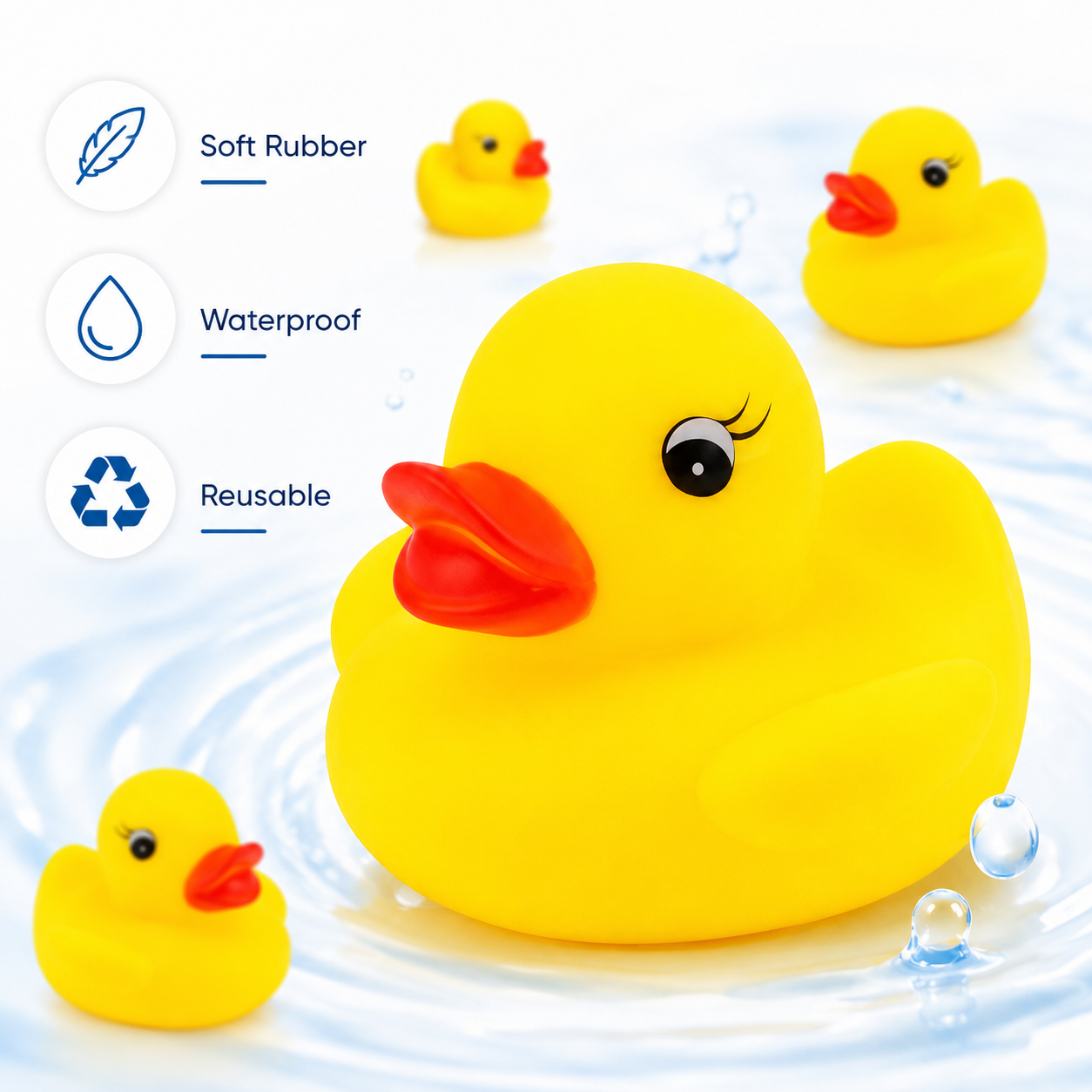 9Pcs Yellow Squeaky Bath Duck 5cm