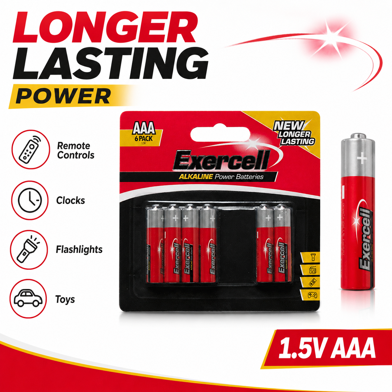 6Pk Alkaline AAA Batteries – 1.5V