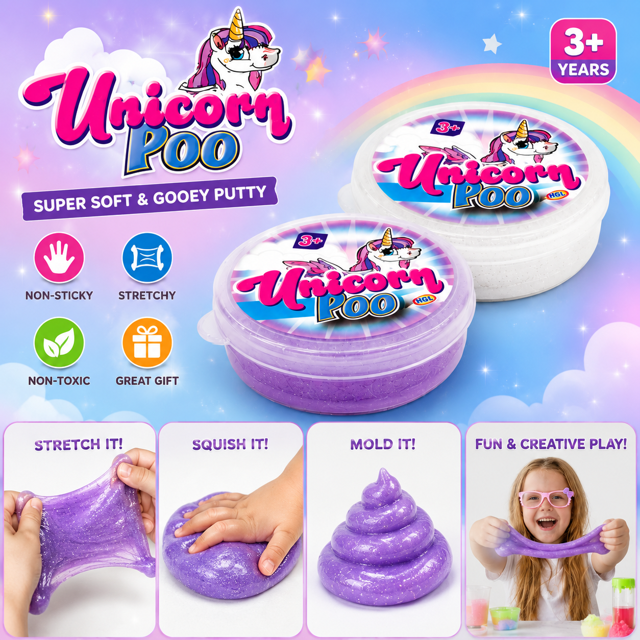 1x Random Unicorn Poo Putty Gooey Slime