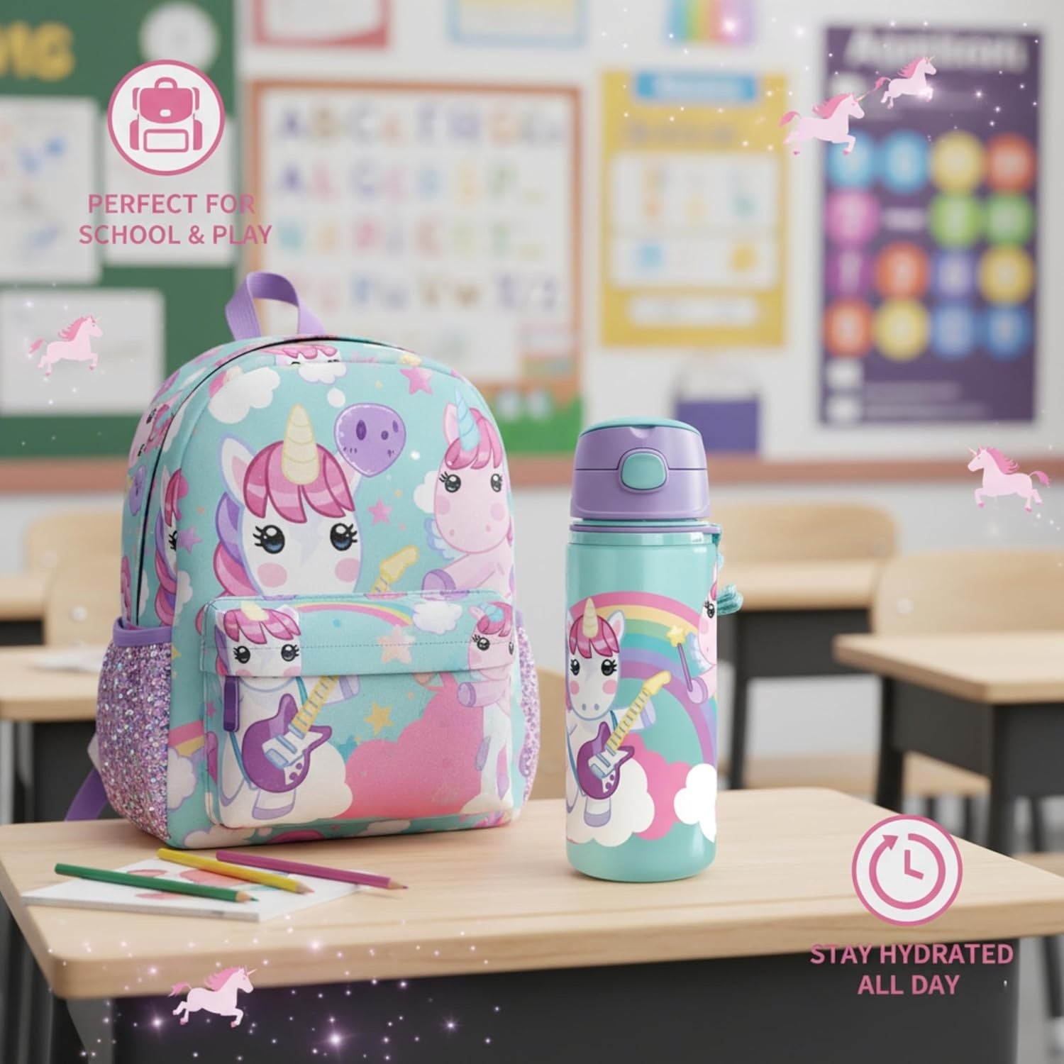 Aluminium Water Bottle with Straw & Strap 600ml - Assorted