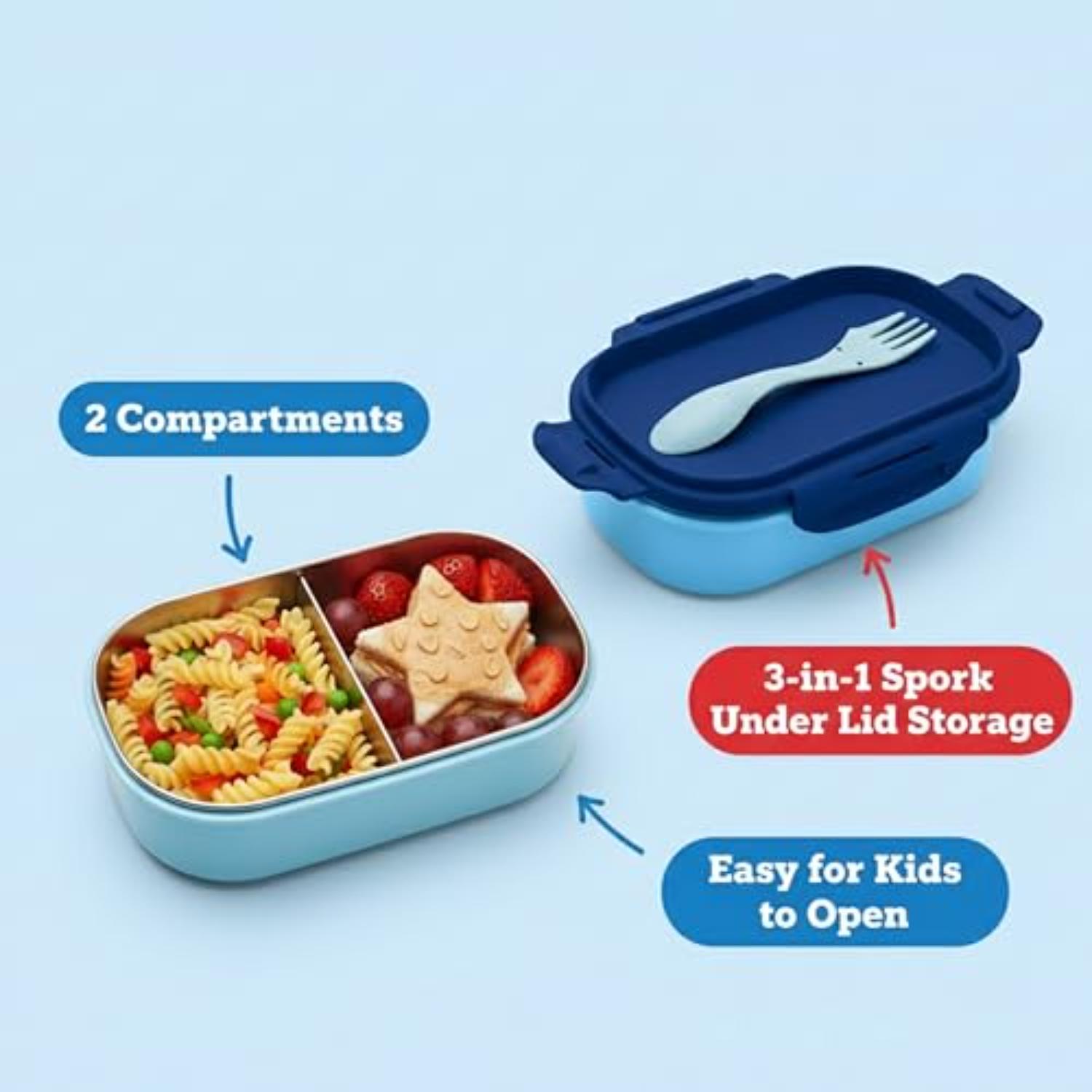 Kids BPA Free Plastic Lunch Box with Cutlery - Assorted