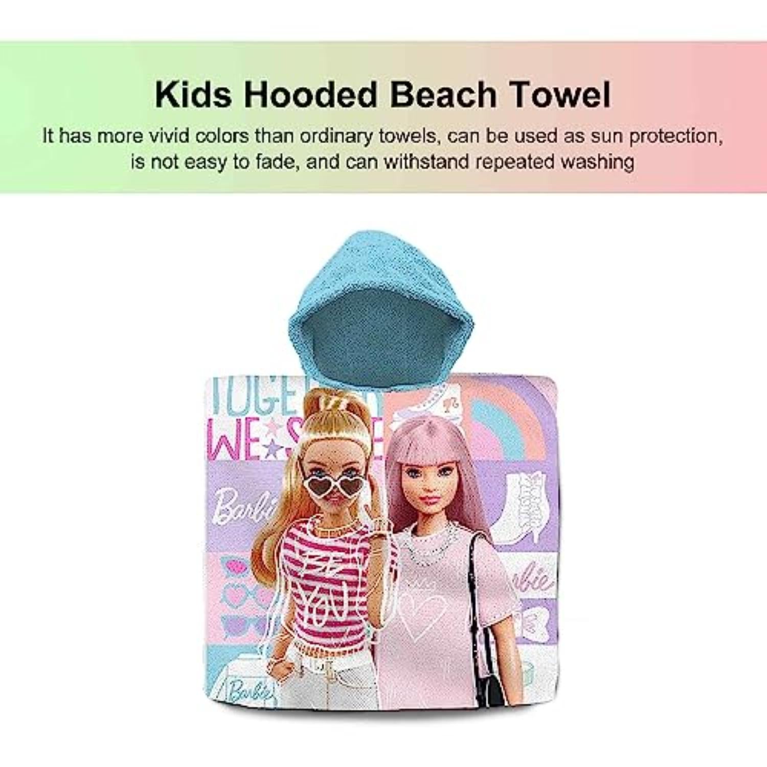 Kids Hooded Towel Poncho Cotton 120cm - Assorted