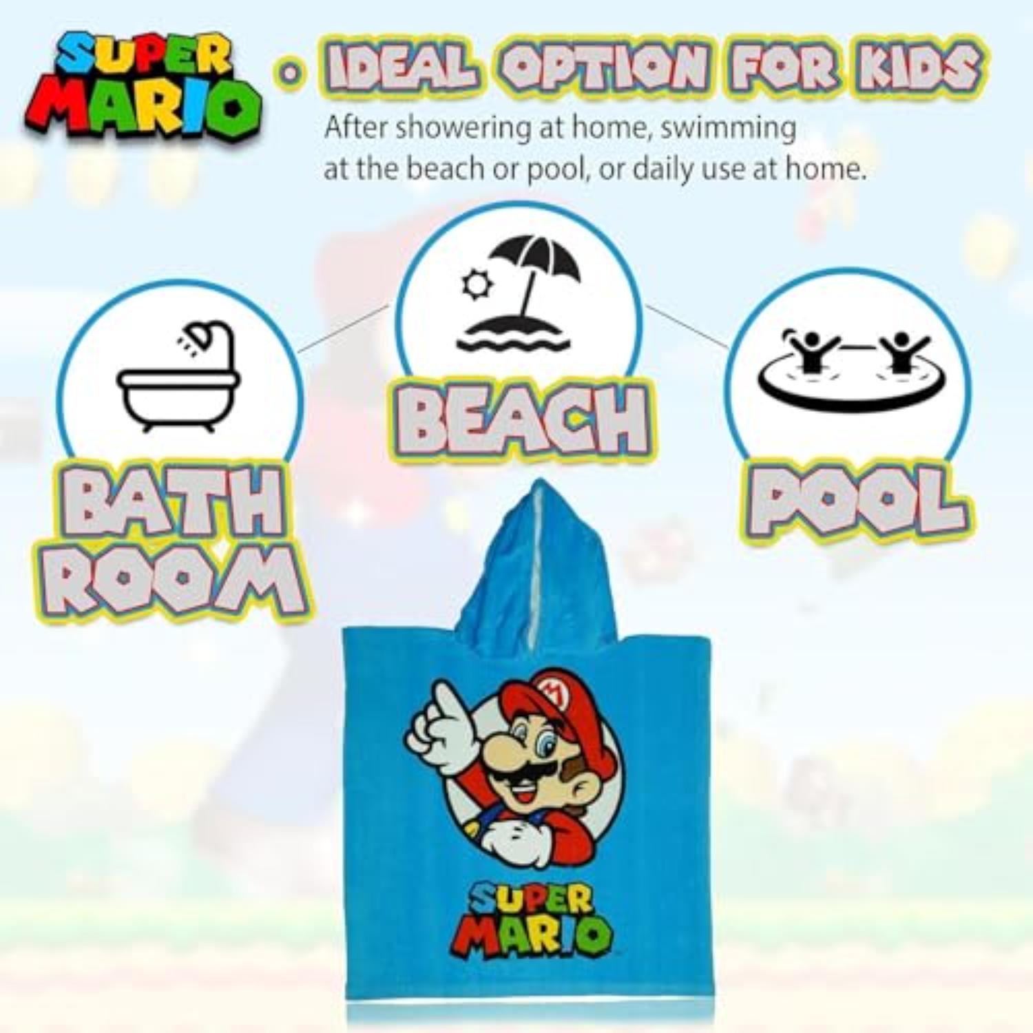 Kids Hooded Towel Poncho Cotton 120cm - Assorted
