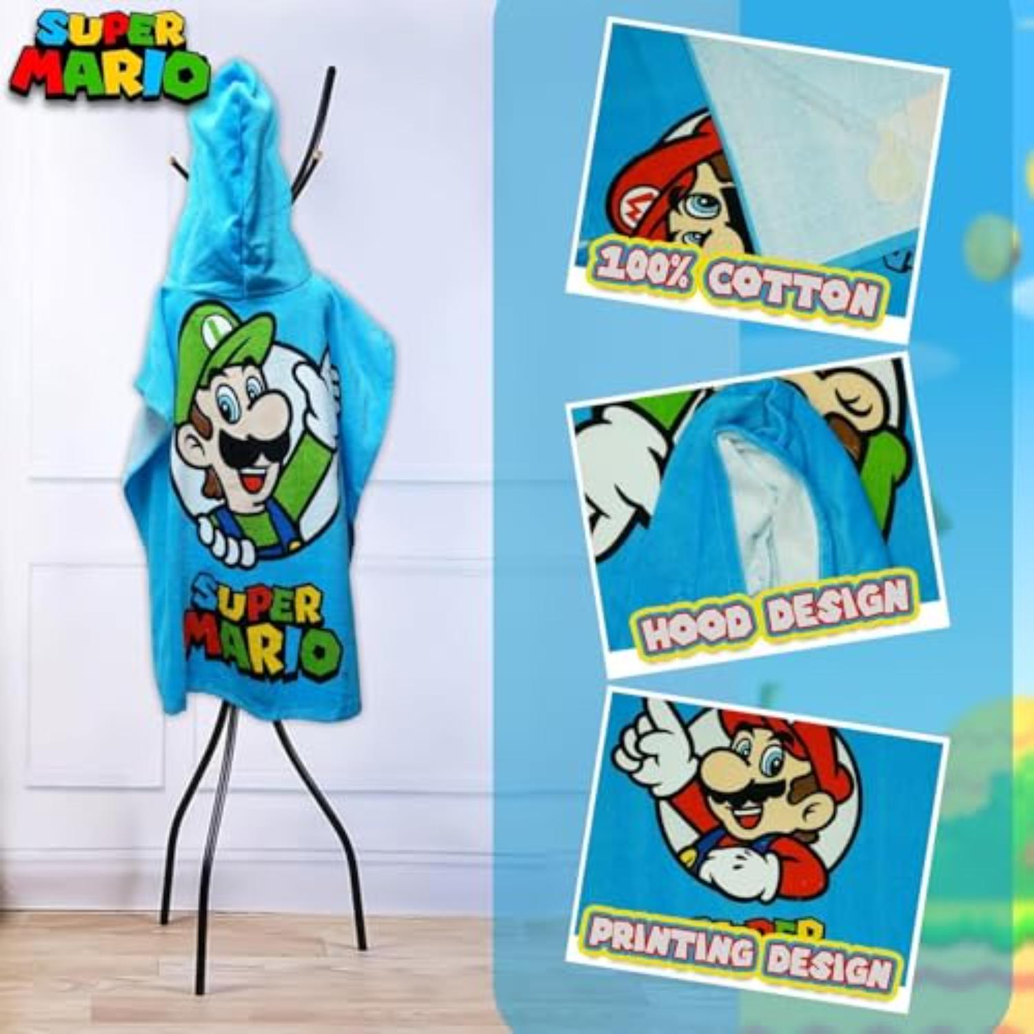 Kids Hooded Towel Poncho Cotton 120cm - Assorted