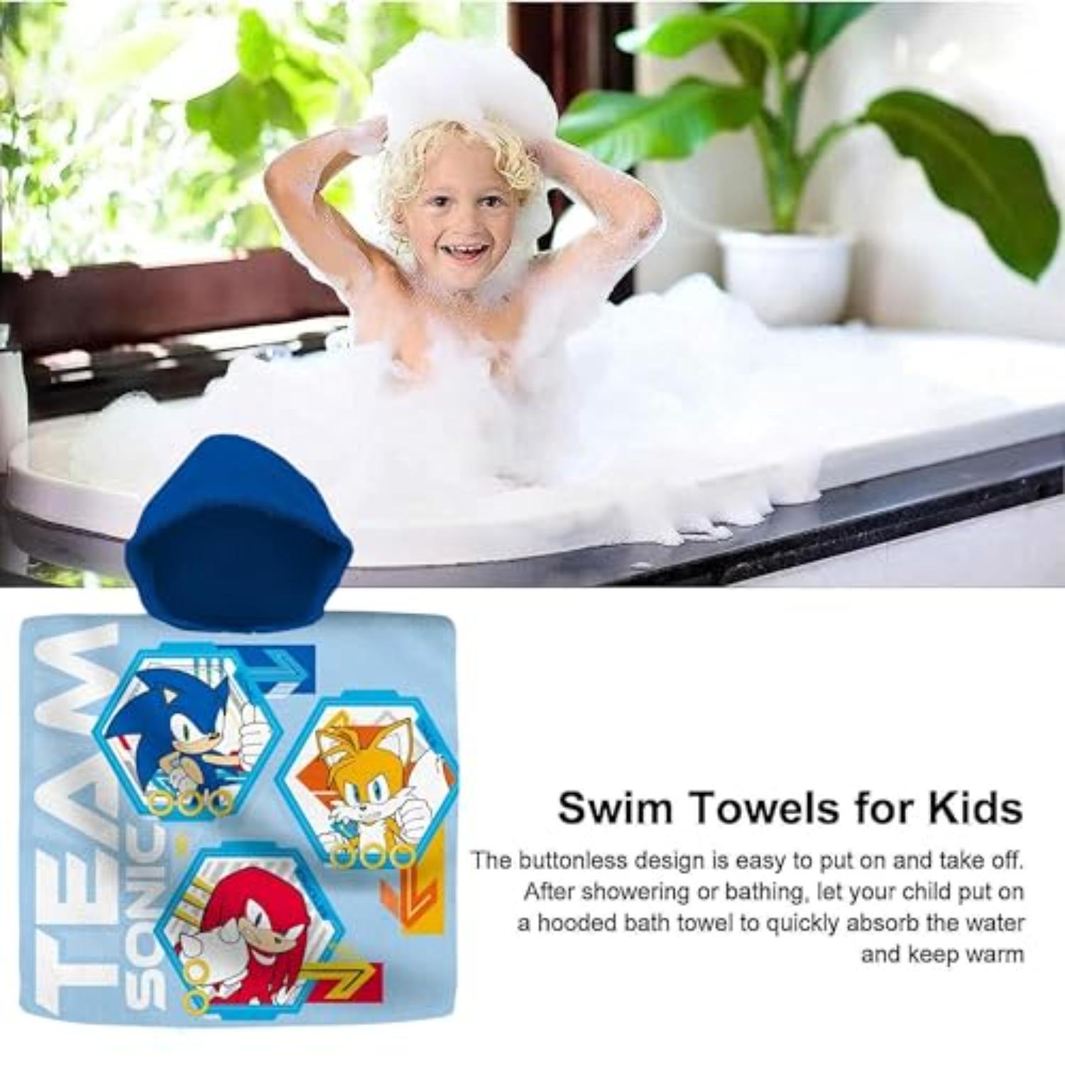 Kids Hooded Towel Poncho Cotton 120cm - Assorted
