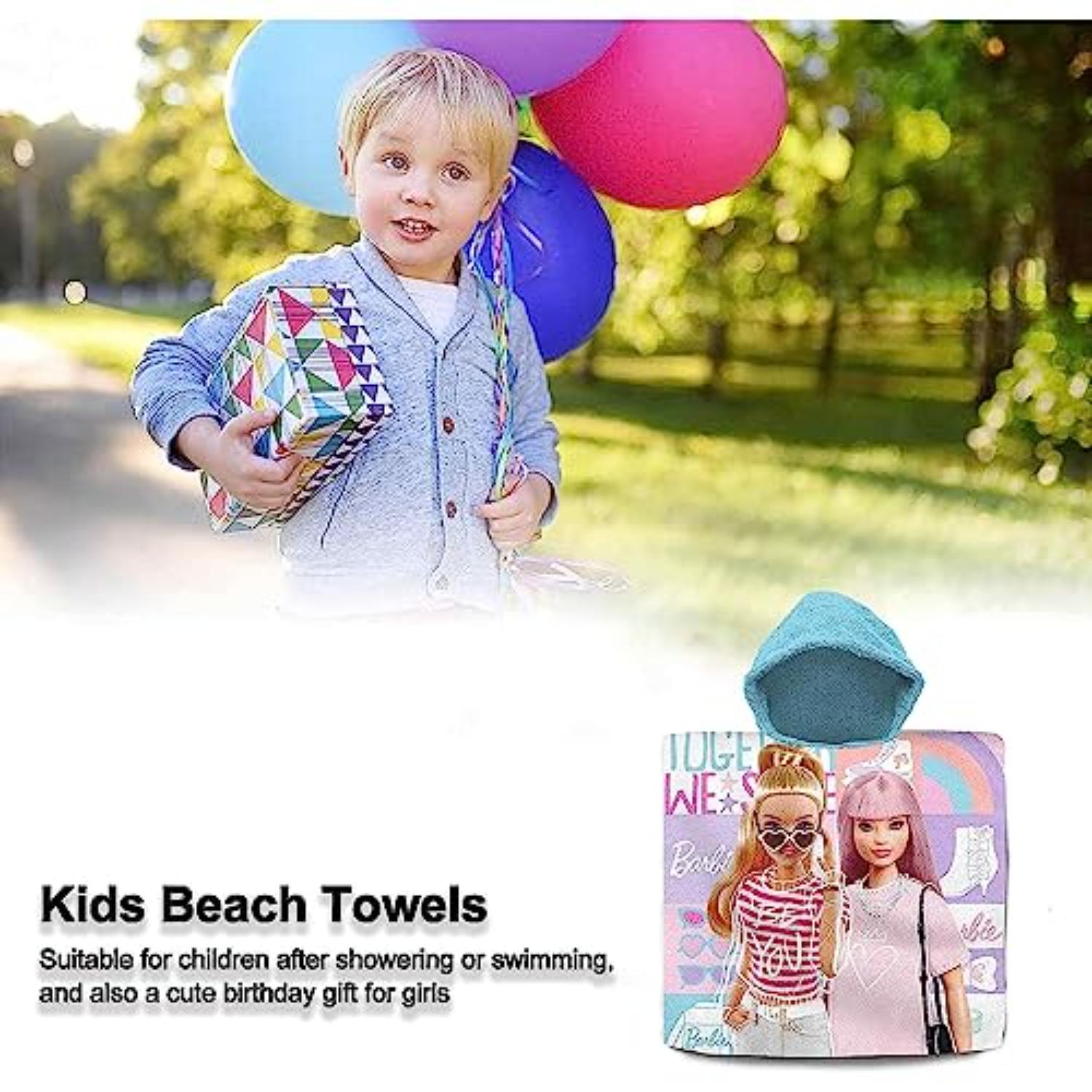 Kids Hooded Towel Poncho Cotton 120cm - Assorted