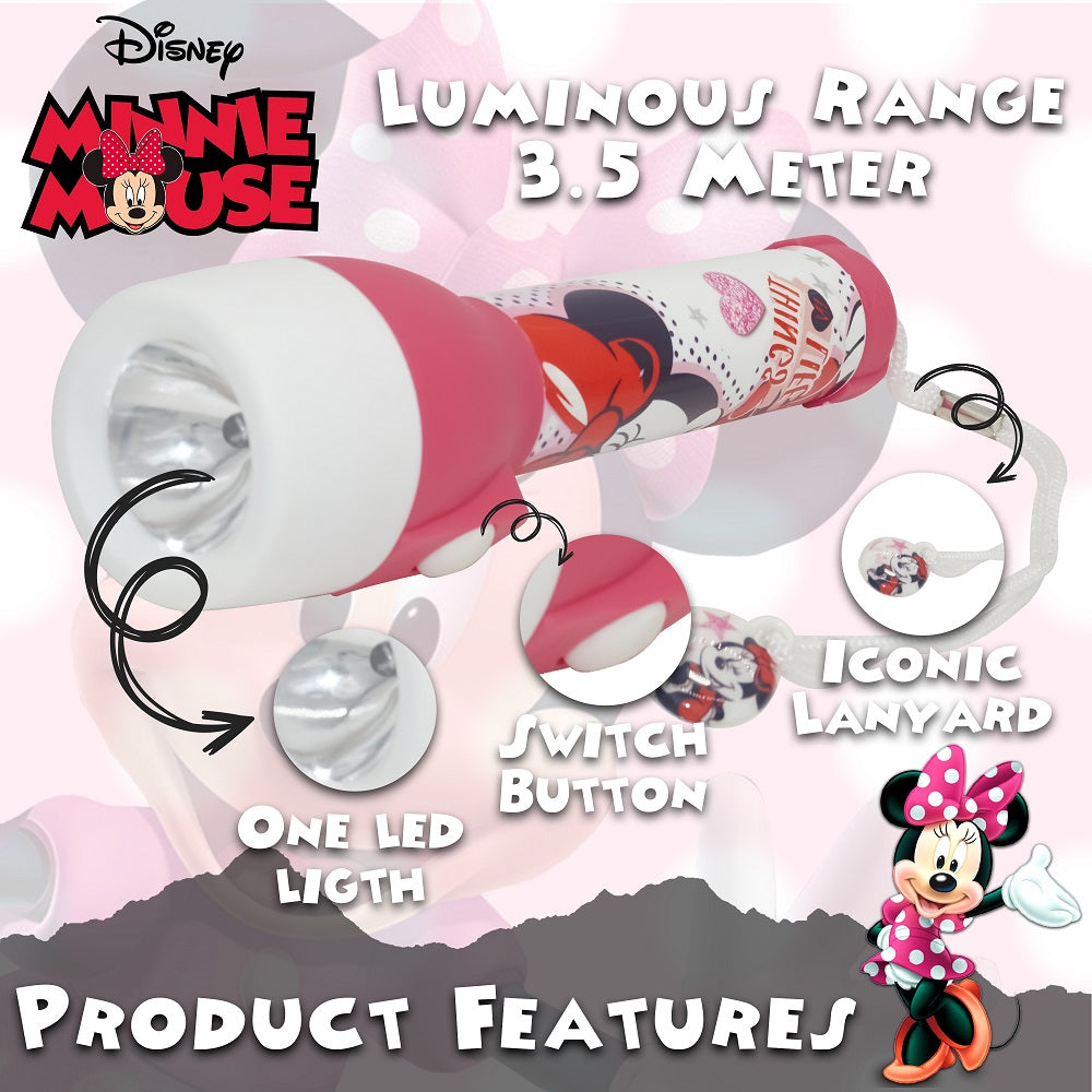 LED Flash Light Torch for Bright Night Minnie Mouse Big Torch (in Pink).