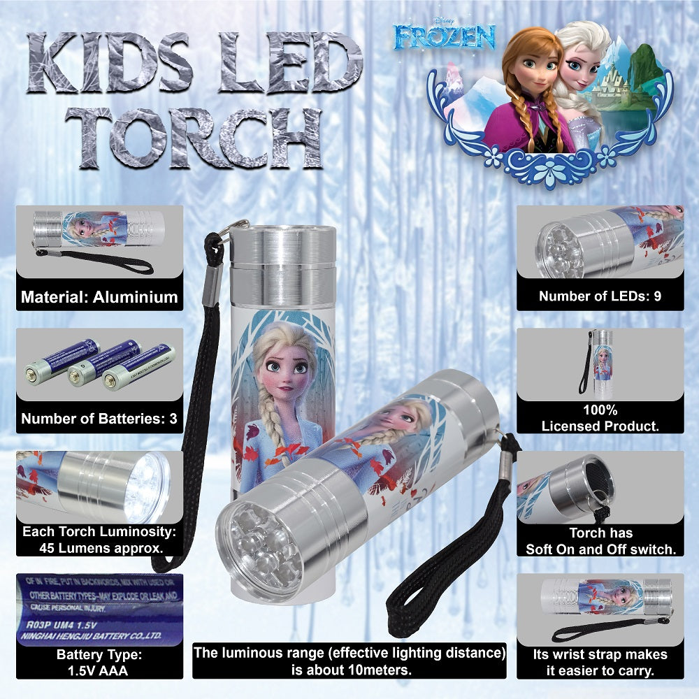 Frozen (Silver) Aluminium 9 LED Torch