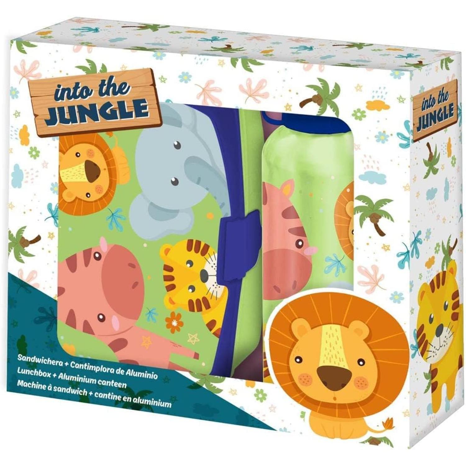 Kids Plastic Lunchbox with Aluminium Water Bottle Set - Assorted