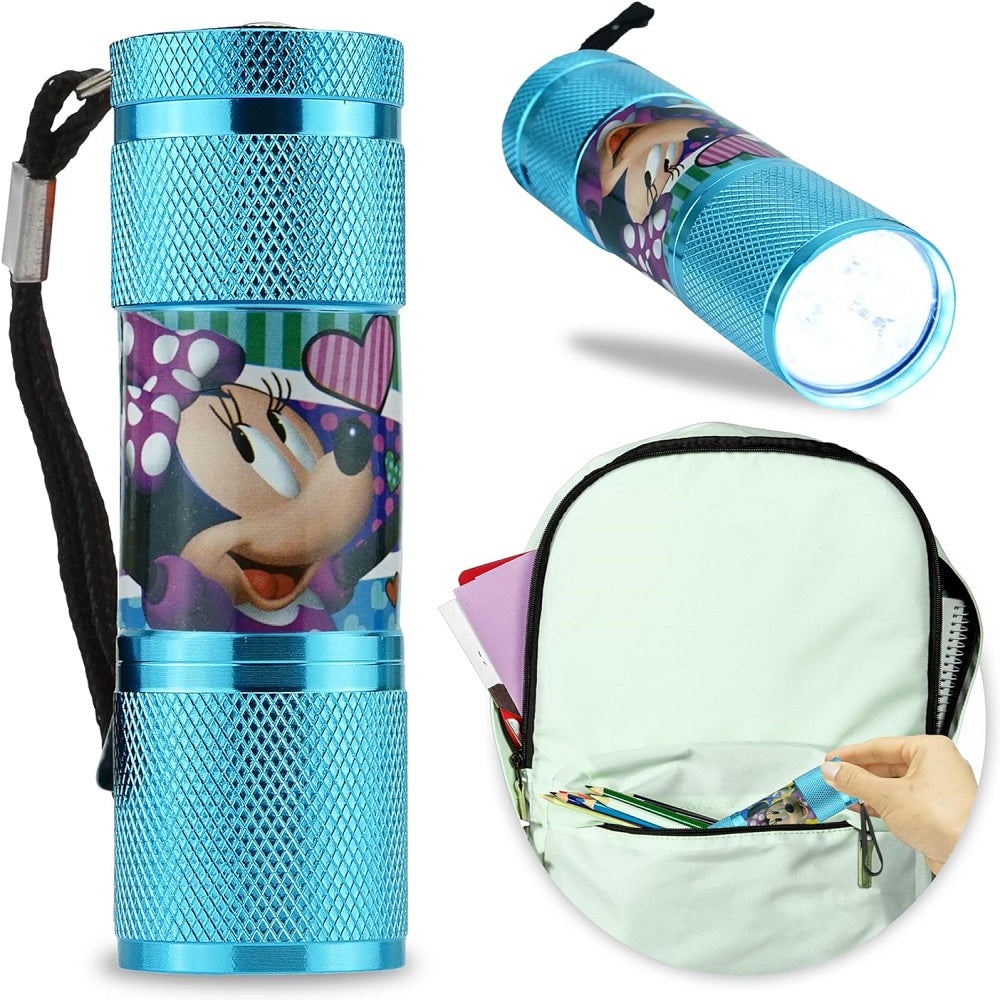 Kids Aluminum 9 LED Torch with Colours for Girls - Minnie Mouse (Will Work Bows)