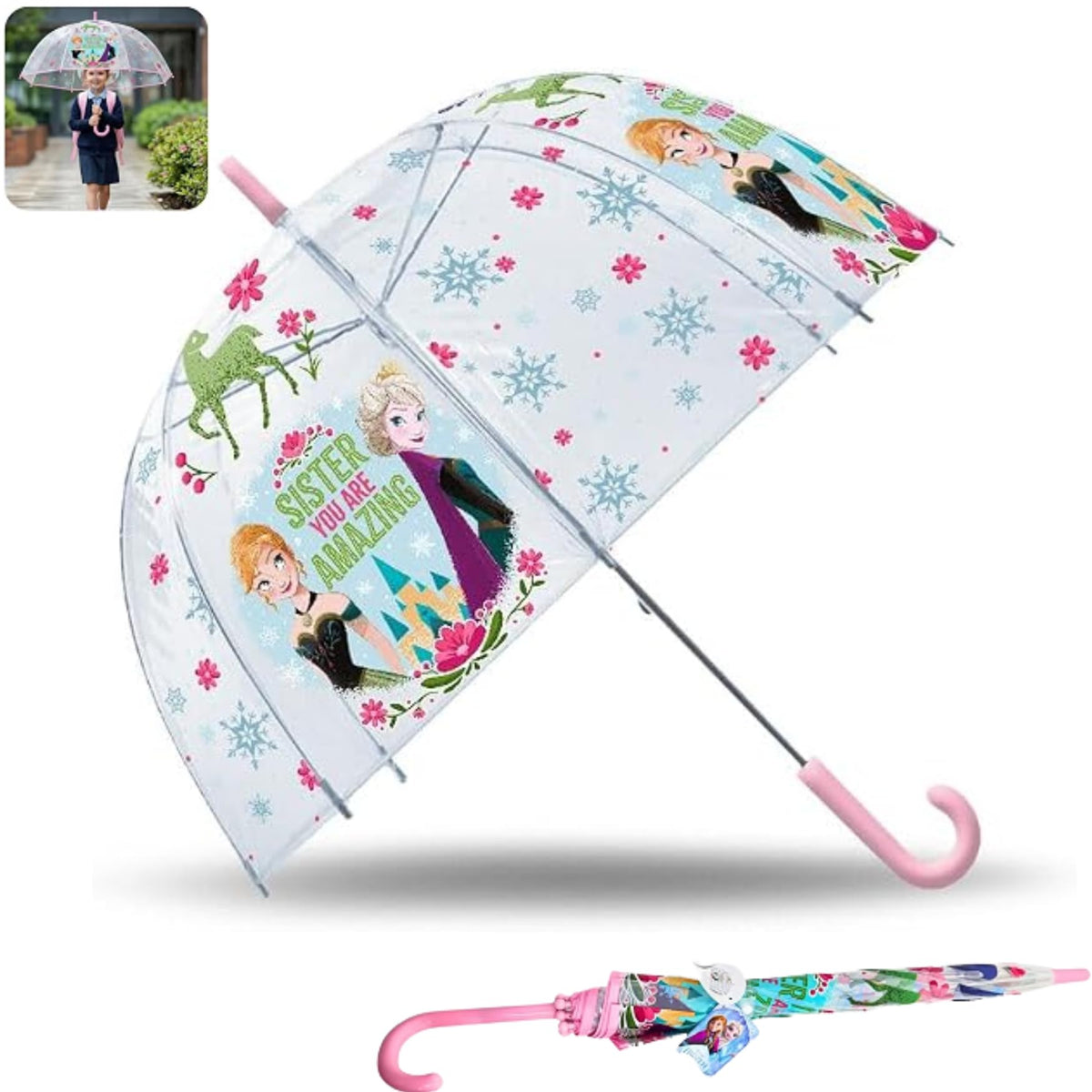 Kids 75cm Disney Froze Dome Umbrella 3-7 Years