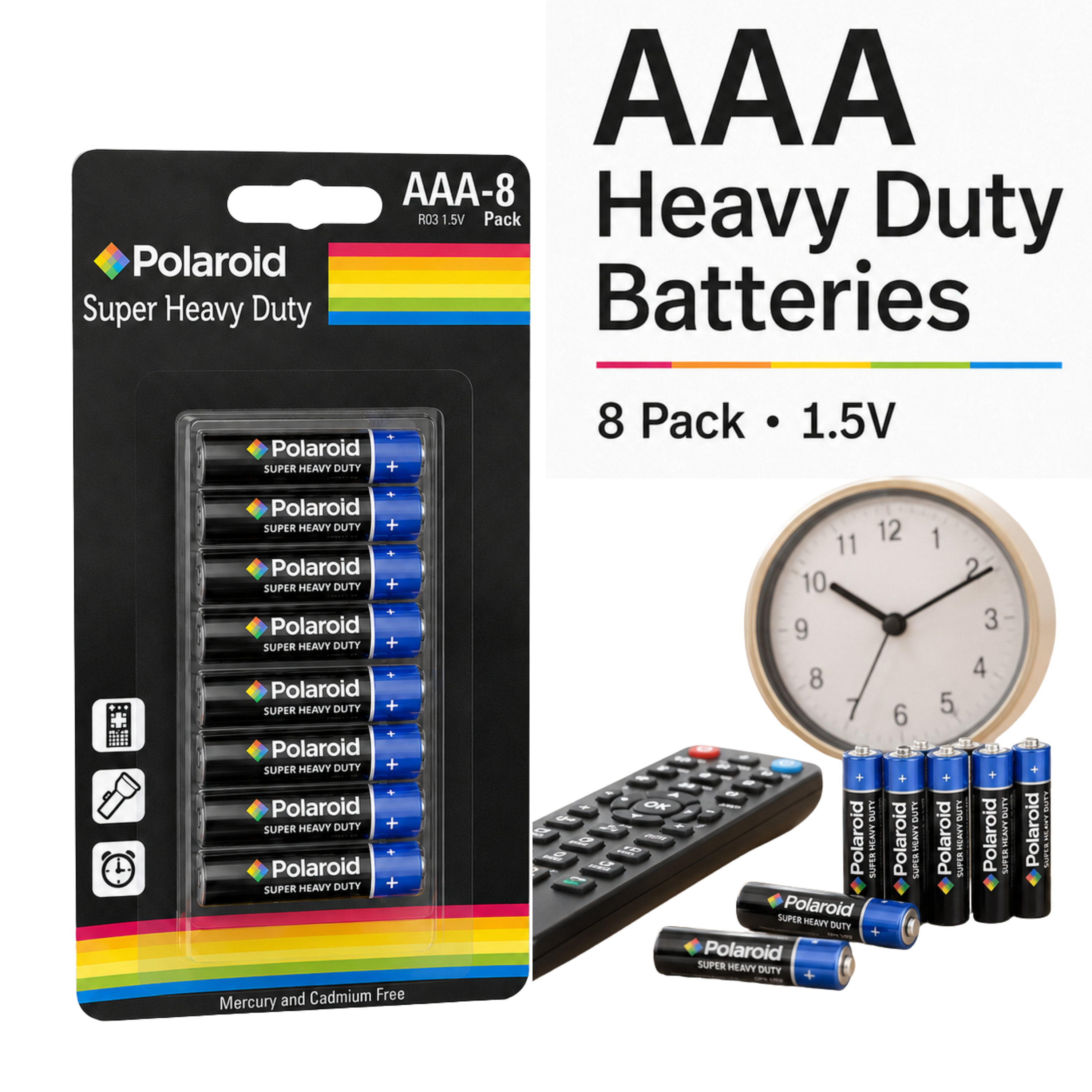 8Pk Polaroid AAA Super Charged Batteries