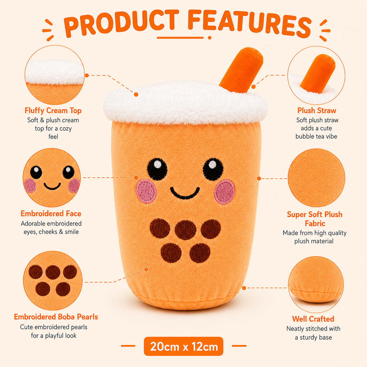 Bubble Tea Plush Toy 20cm