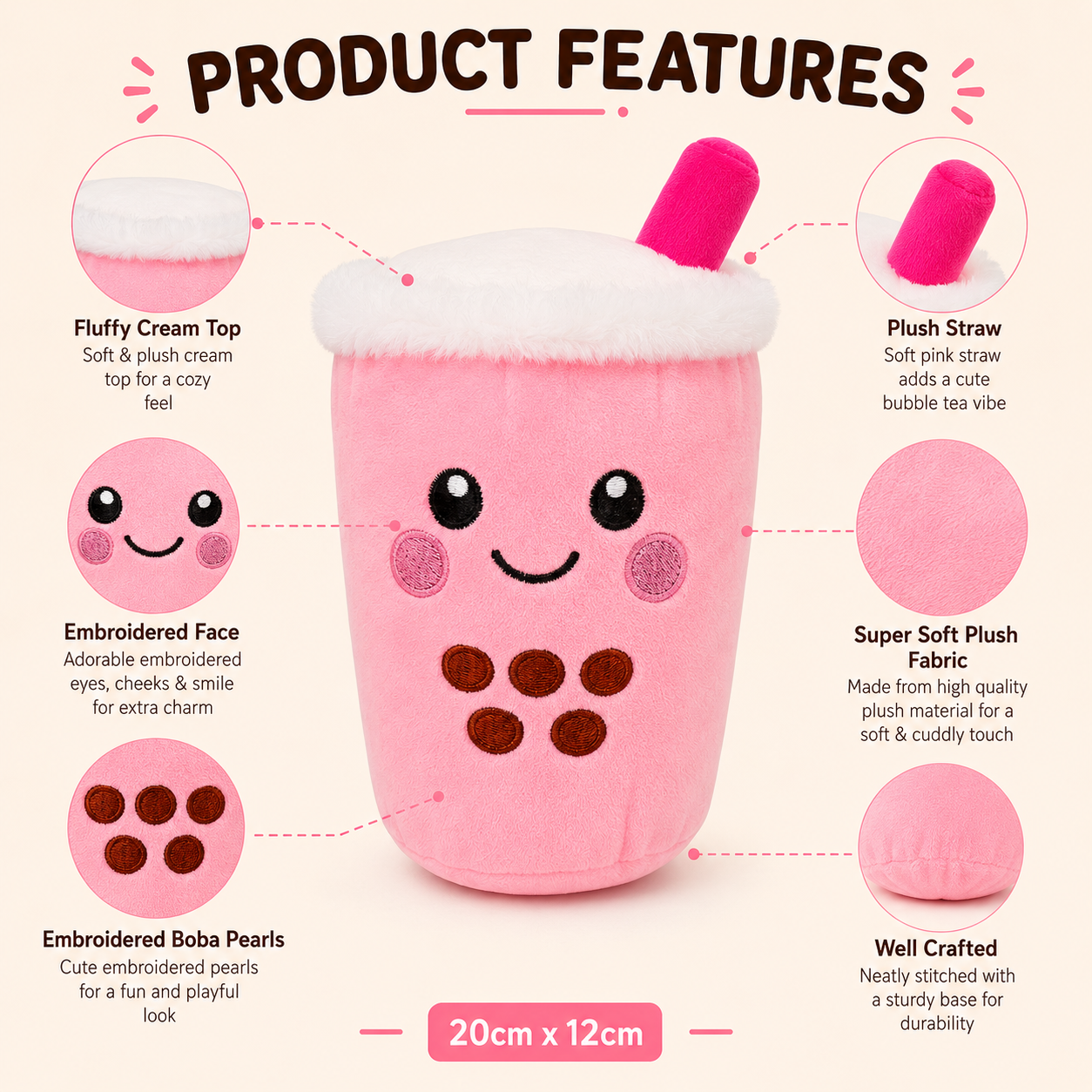 Bubble Tea Plush Toy 20cm