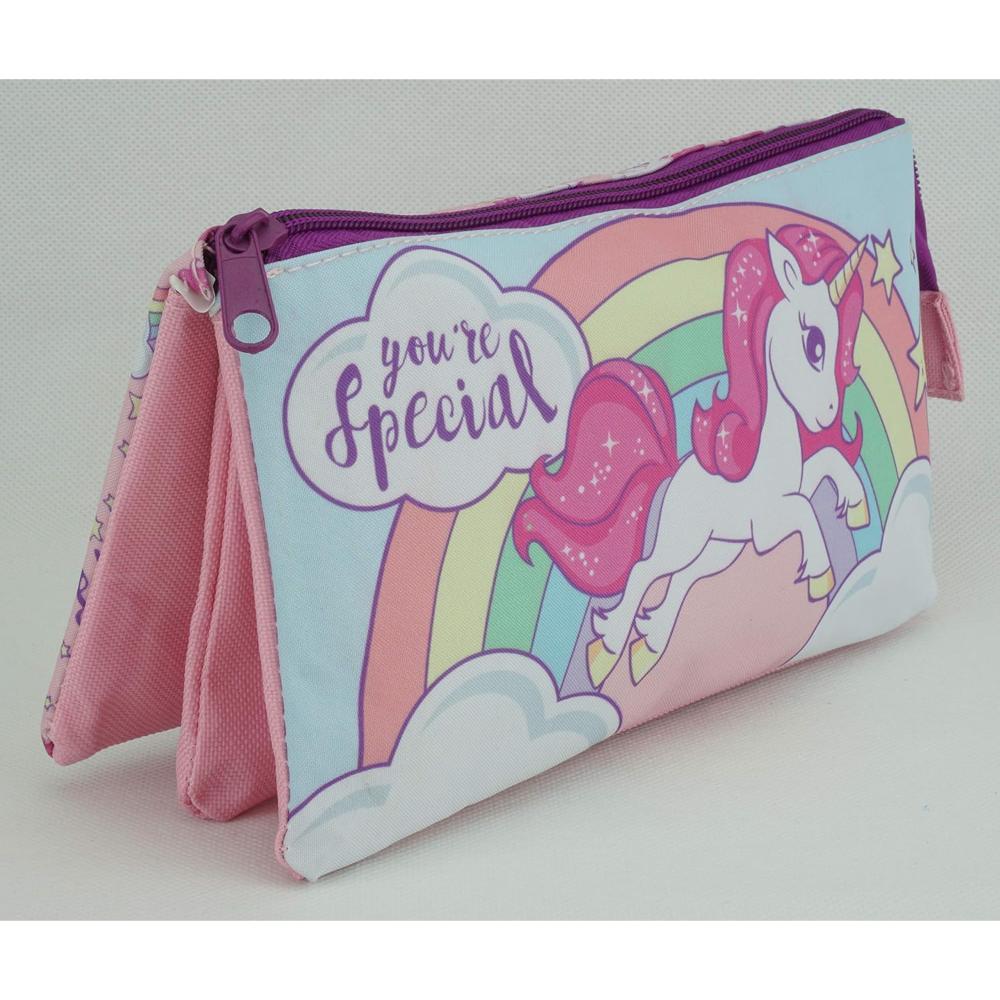 Large Capacity Pencil Pouch - (Unicorn Triple Pencil Case)