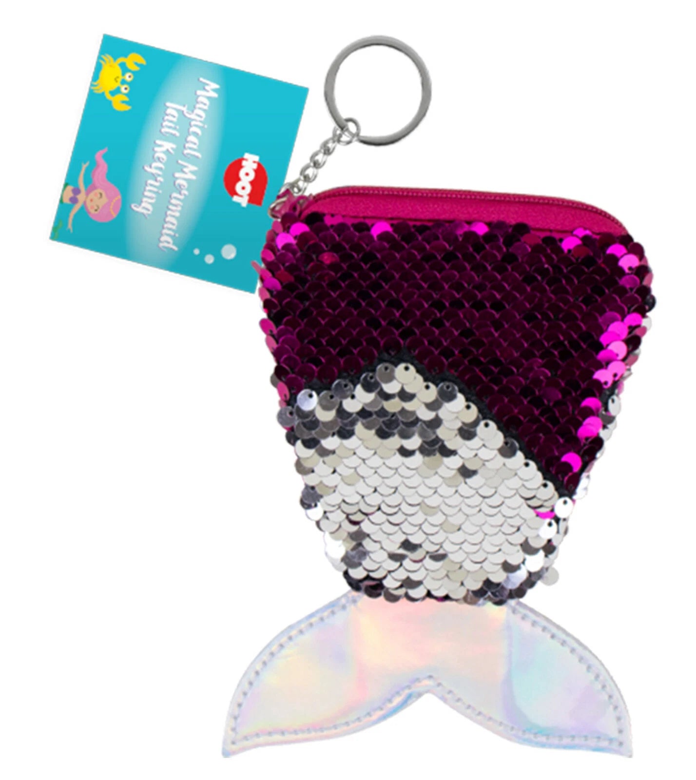 14cm Mermaid Tail Sequin Purse Keyring - Random