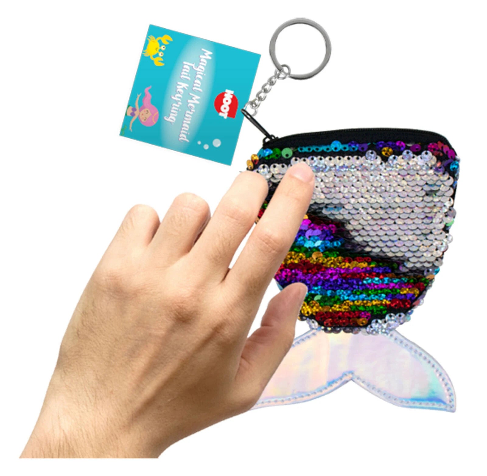 14cm Mermaid Tail Sequin Purse Keyring - Random