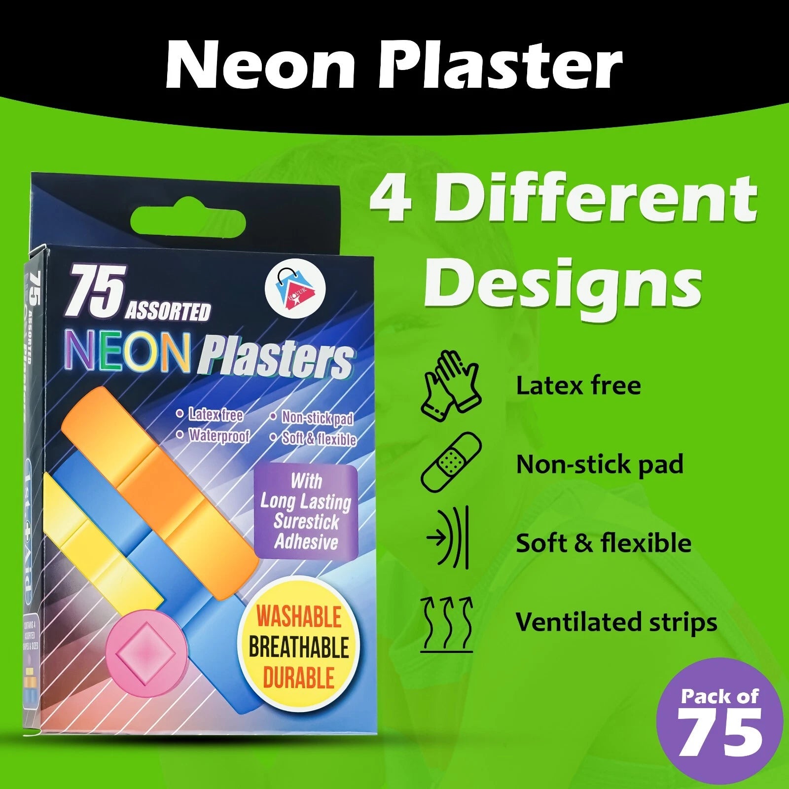 75Pcs Waterproof Latex-Free First Aid Plasters