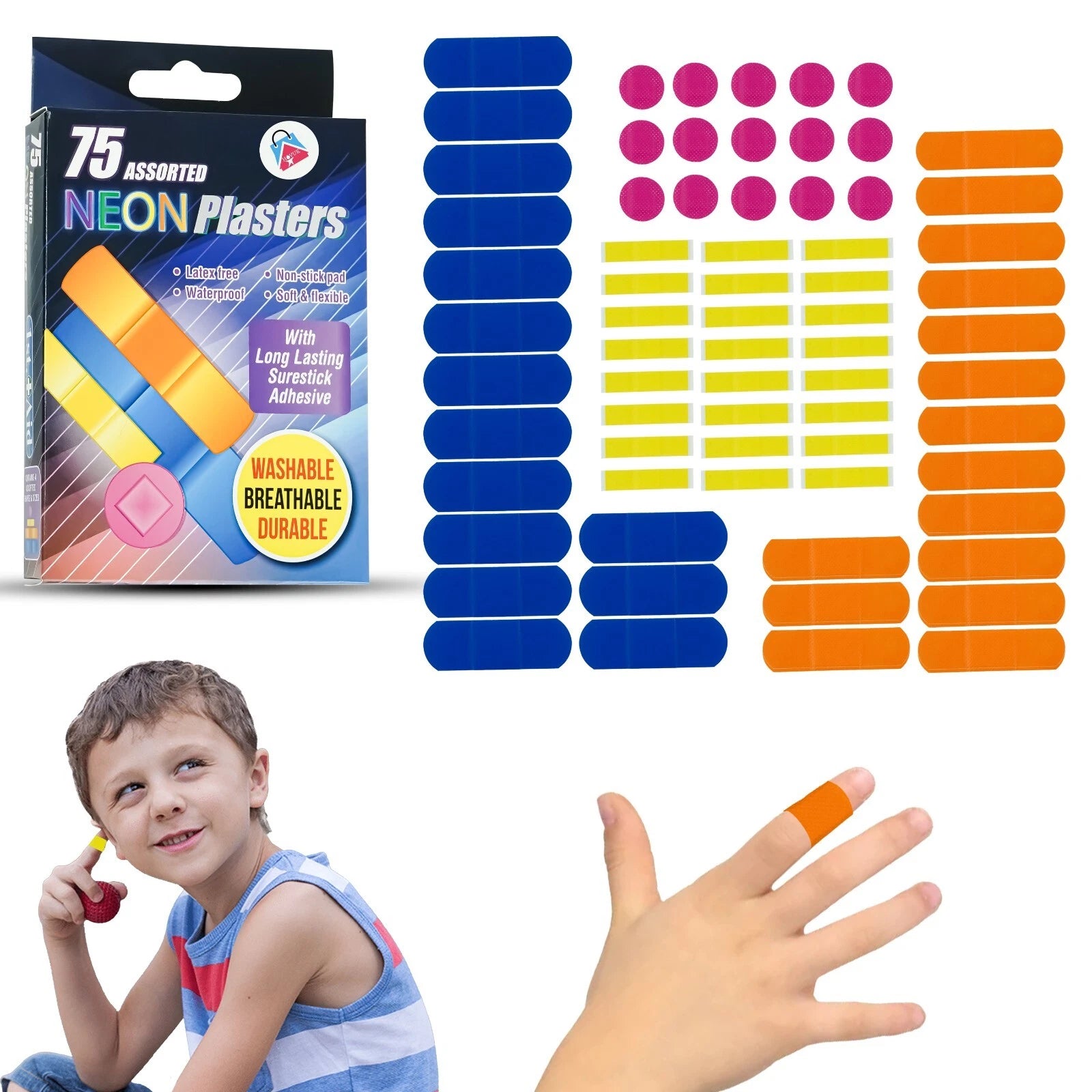 75Pcs Waterproof Latex-Free First Aid Plasters