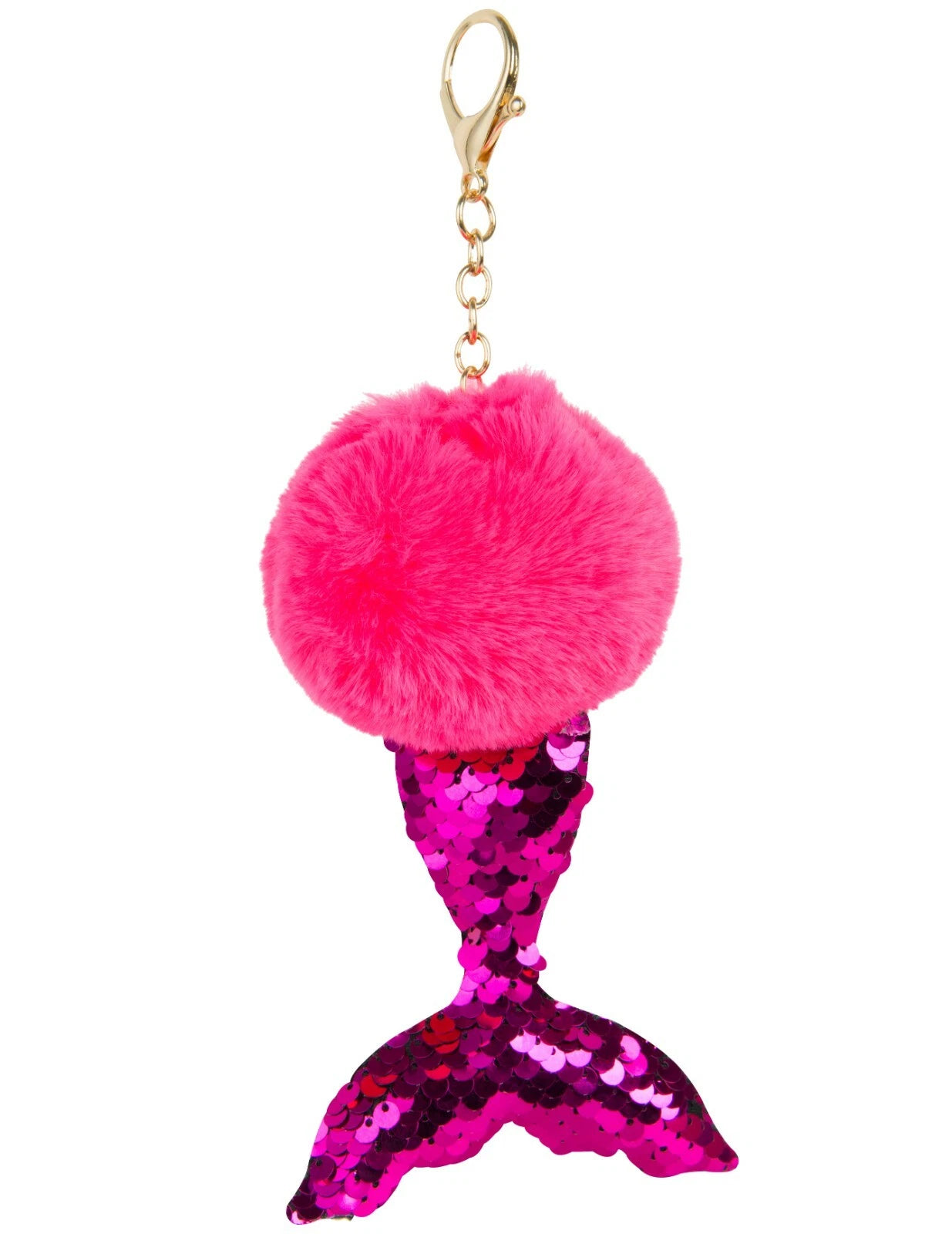 1x Random Mermaid Sequin Pom Pom Keyring