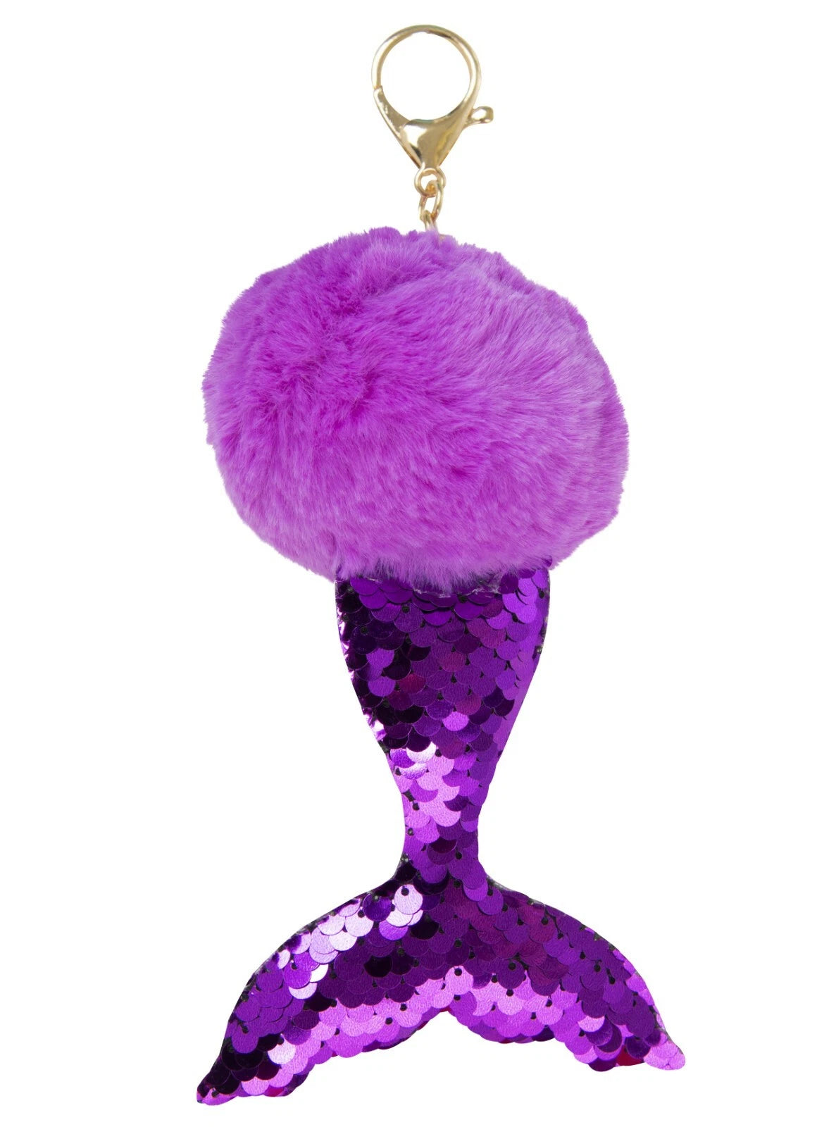1x Random Mermaid Sequin Pom Pom Keyring
