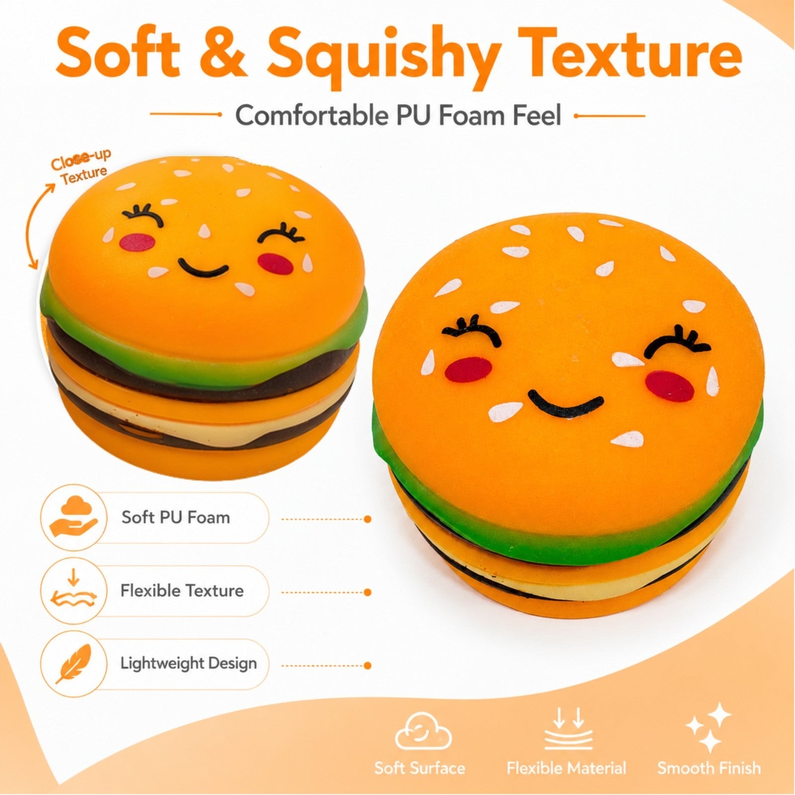 Giggle Tastic Mega Munch Slow Rising Burger Squishy Toy - 8cm