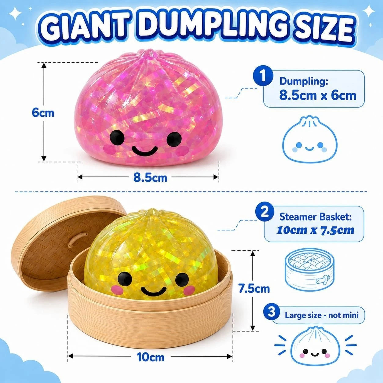 8.5cm Mystery Squishy Diamond Dumpling Toy - 1x Random