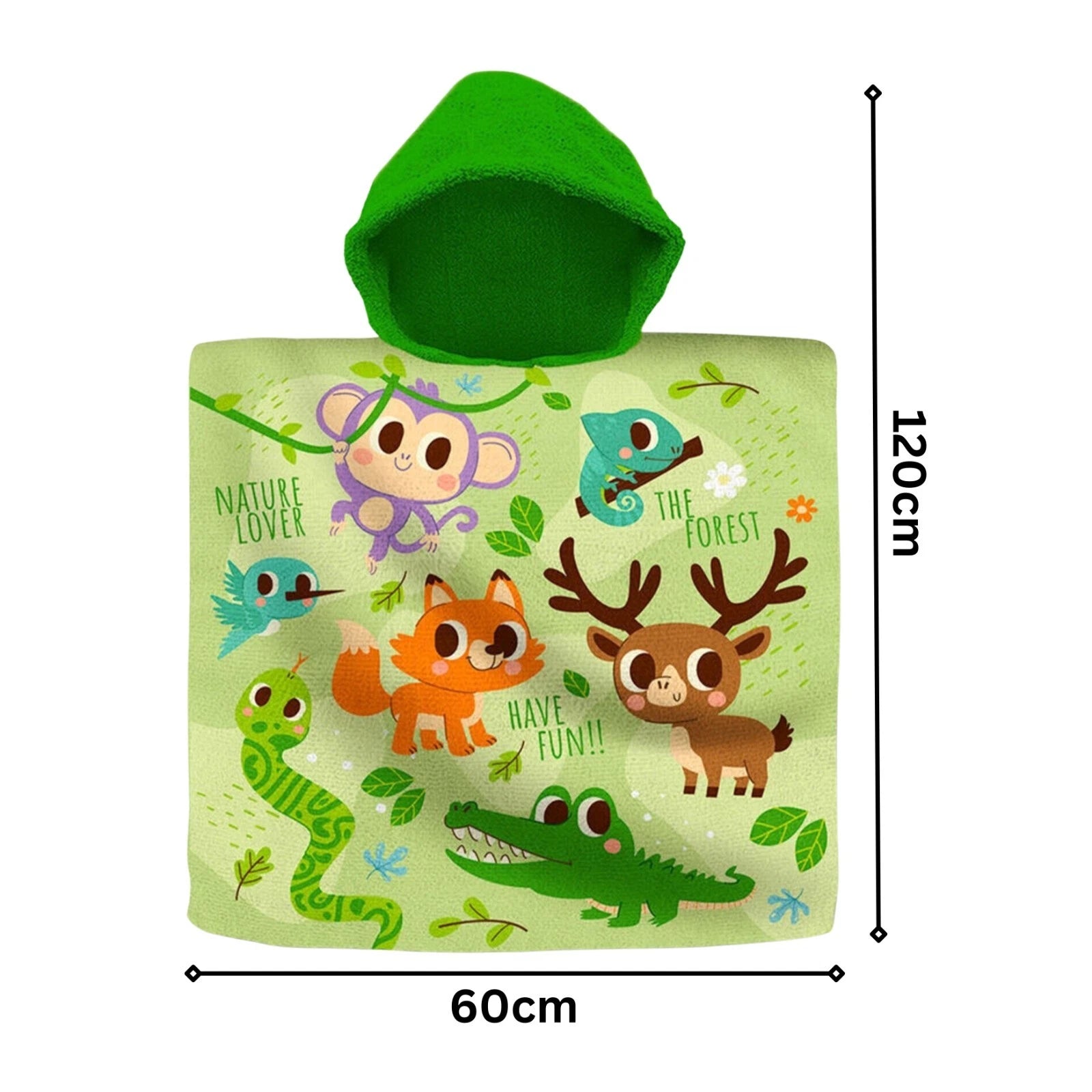 Kids Hooded Towel Poncho Cotton 120cm