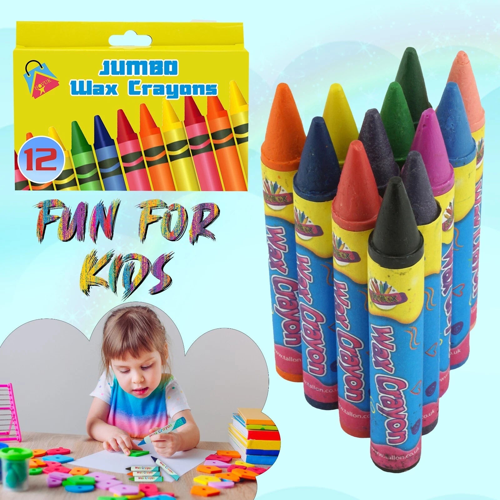 Jumbo Wax Crayons Non-Toxic Colouring Set