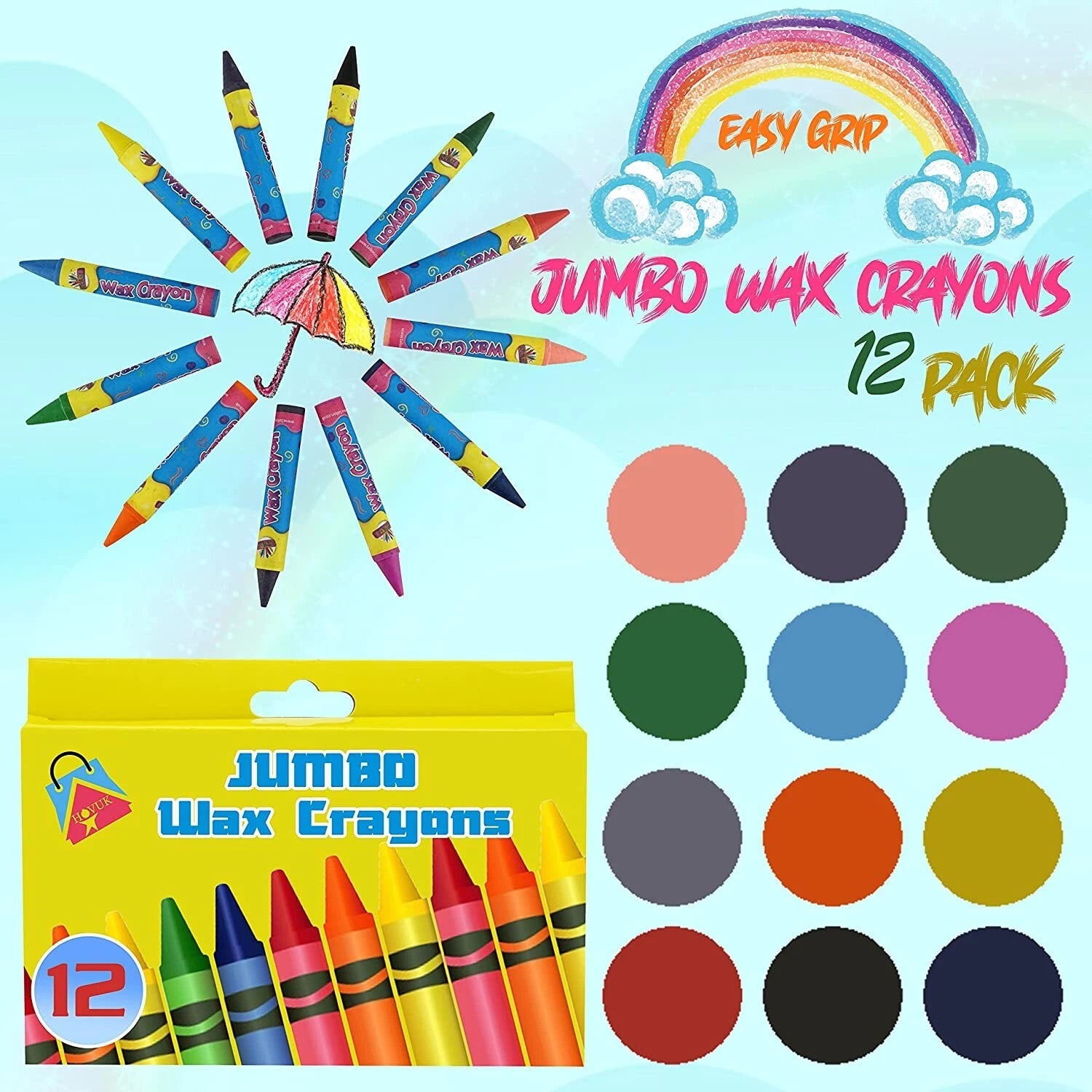 Jumbo Wax Crayons Non-Toxic Colouring Set