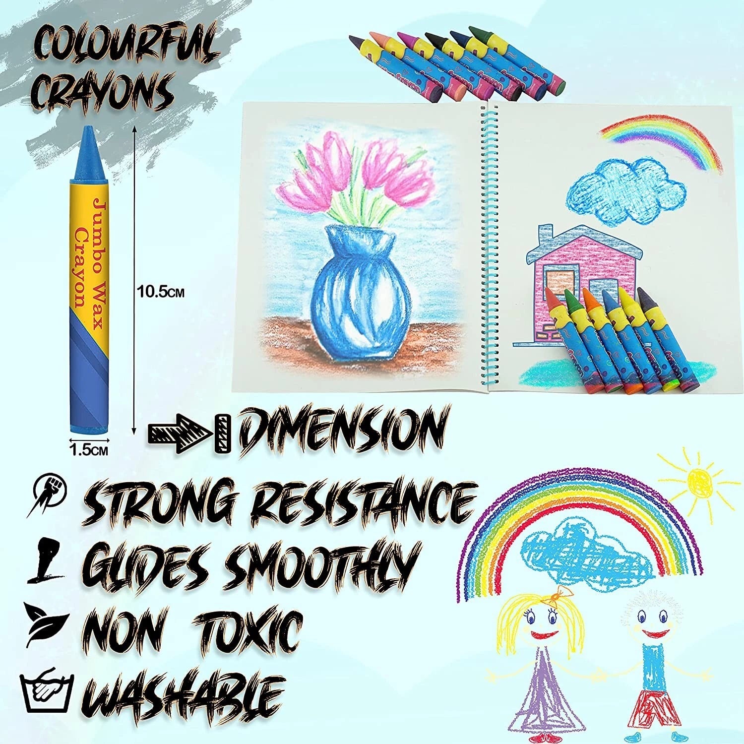 Jumbo Wax Crayons Non-Toxic Colouring Set