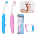 Pack of 2 compact folding toothbrushes