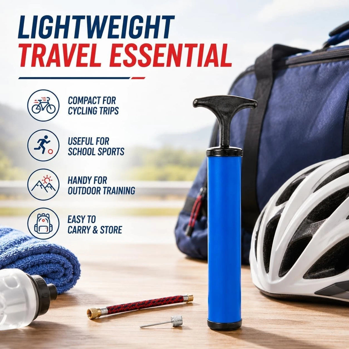 Portable Bicycle Hand Pump with Ball Needle 28cm – view 4