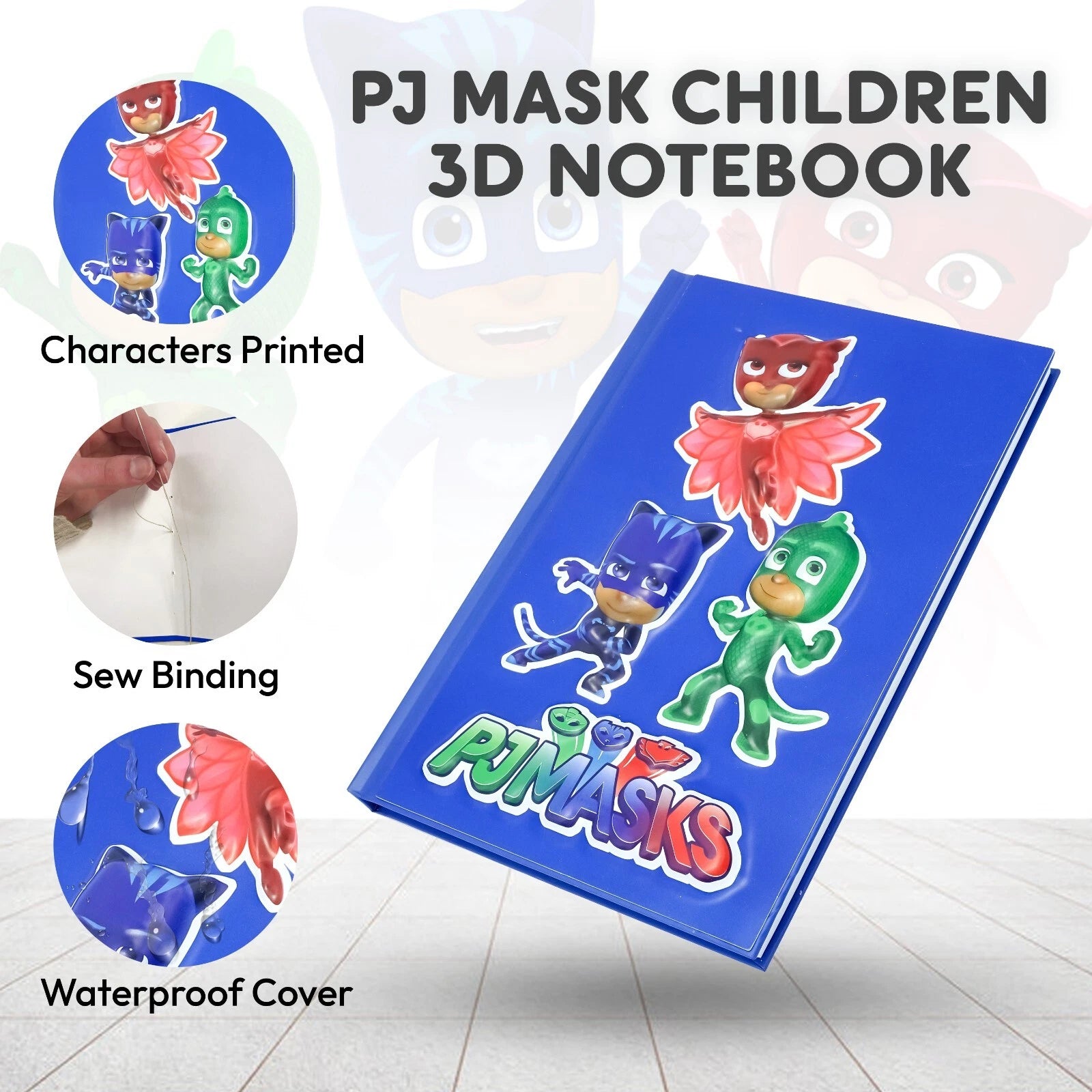 PJ Masks 3D Hardcover A5 Notebook – 80 Pages