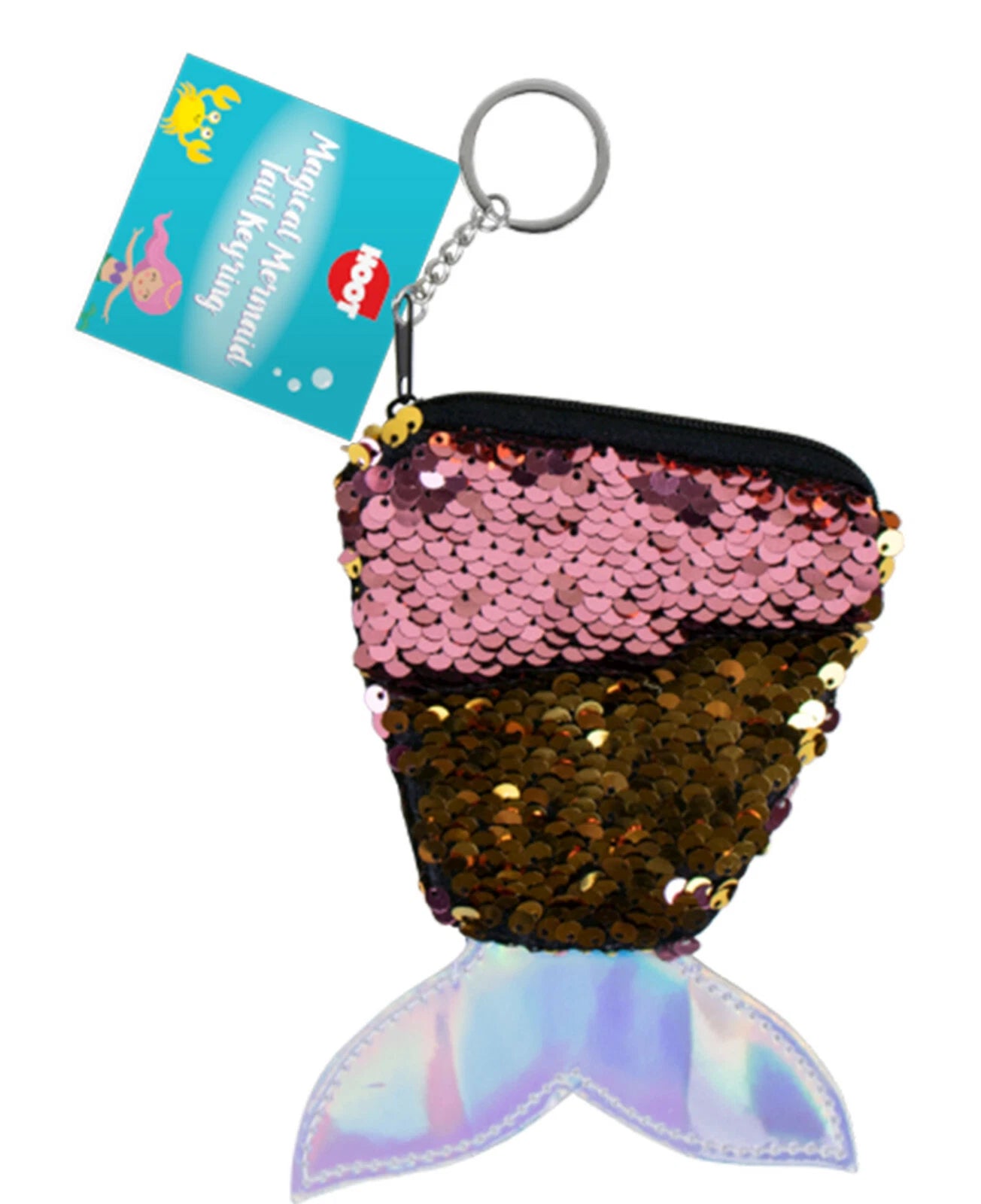 14cm Mermaid Tail Sequin Purse Keyring - Random