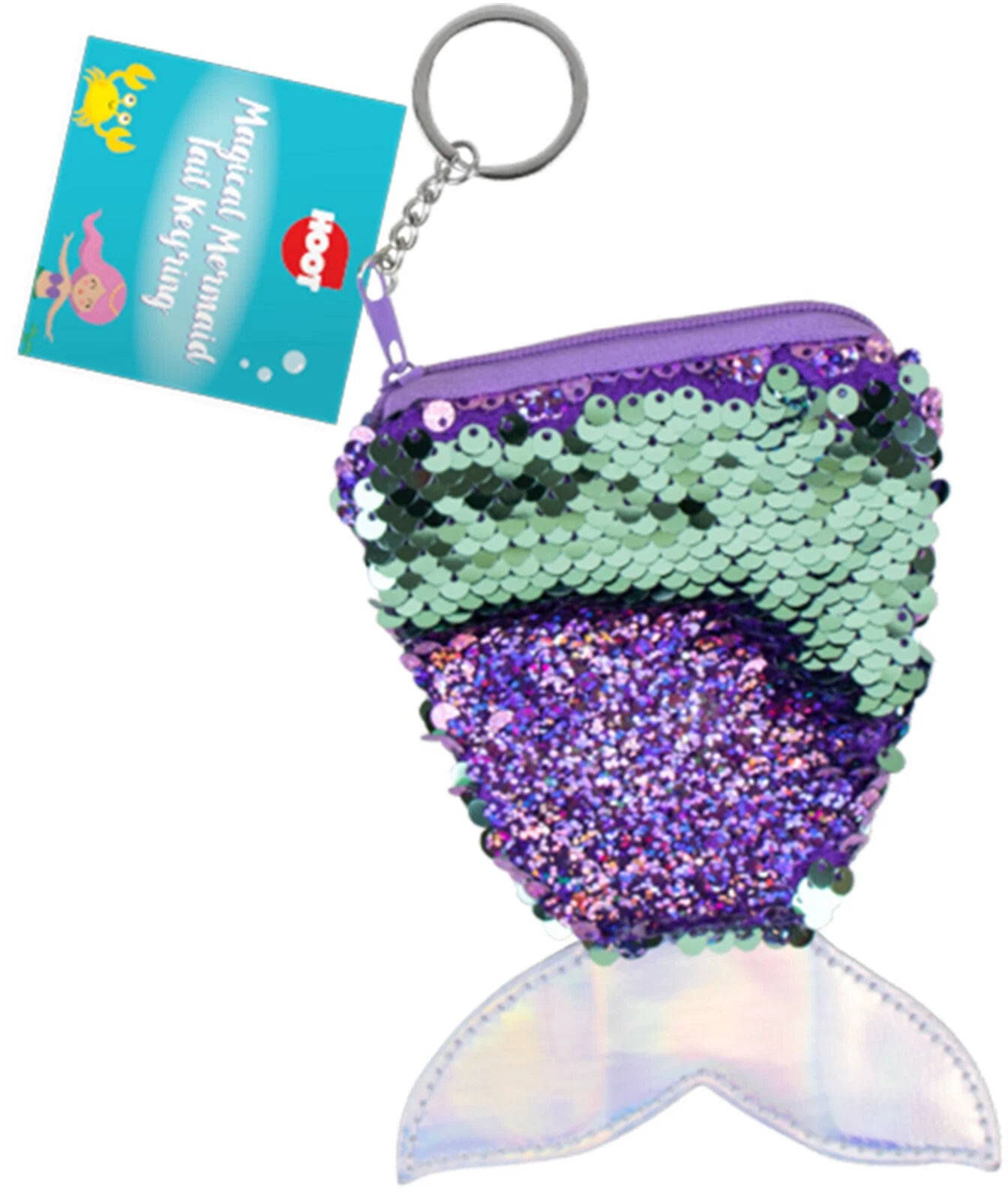 14cm Mermaid Tail Sequin Purse Keyring - Random
