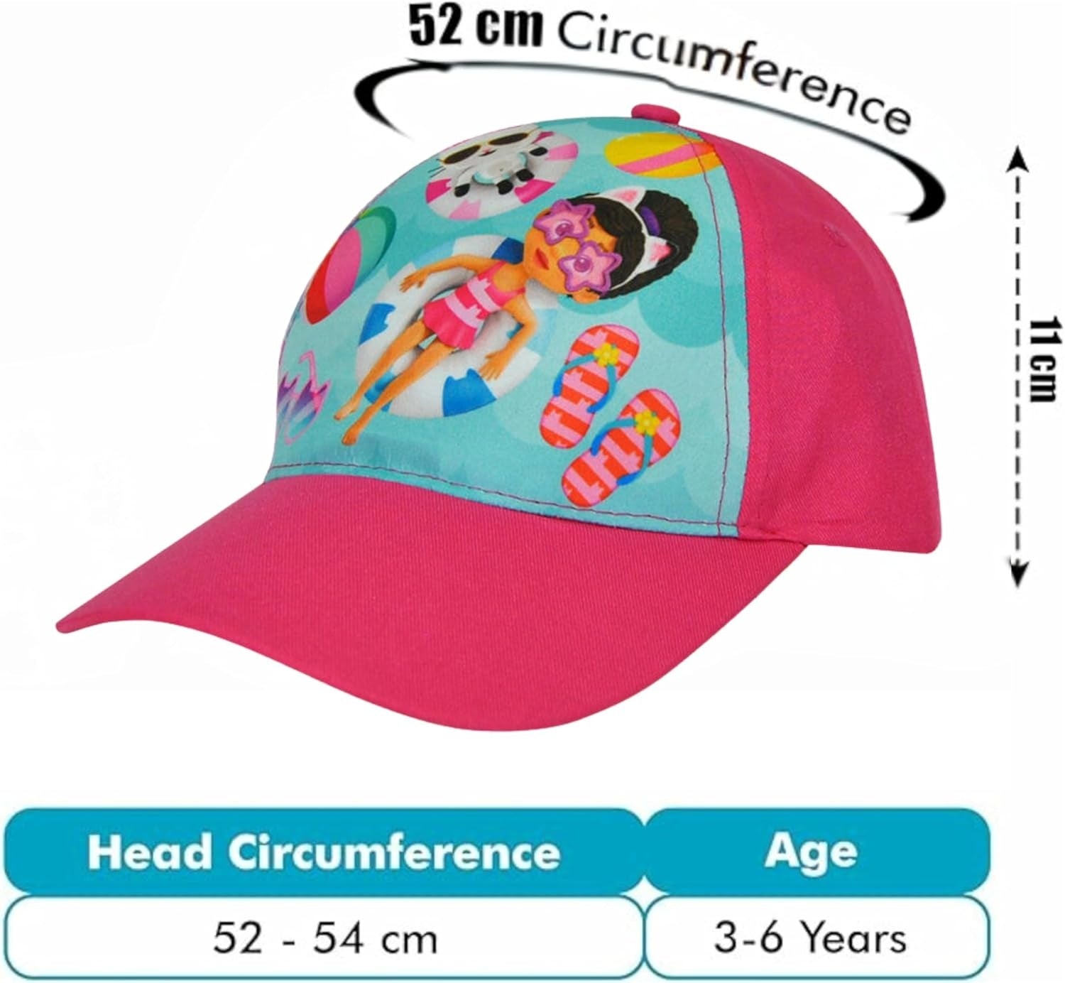 Gabby's Dollhouse Polyester Baseball Cap 3-7 Years - Assorted Colours