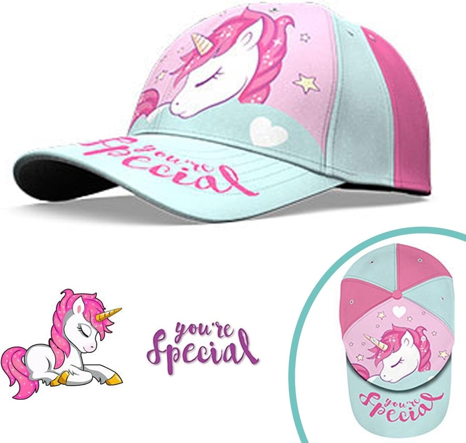 Unicorn Cotton Baseball Cap 3-7 Years - Assorted Colours