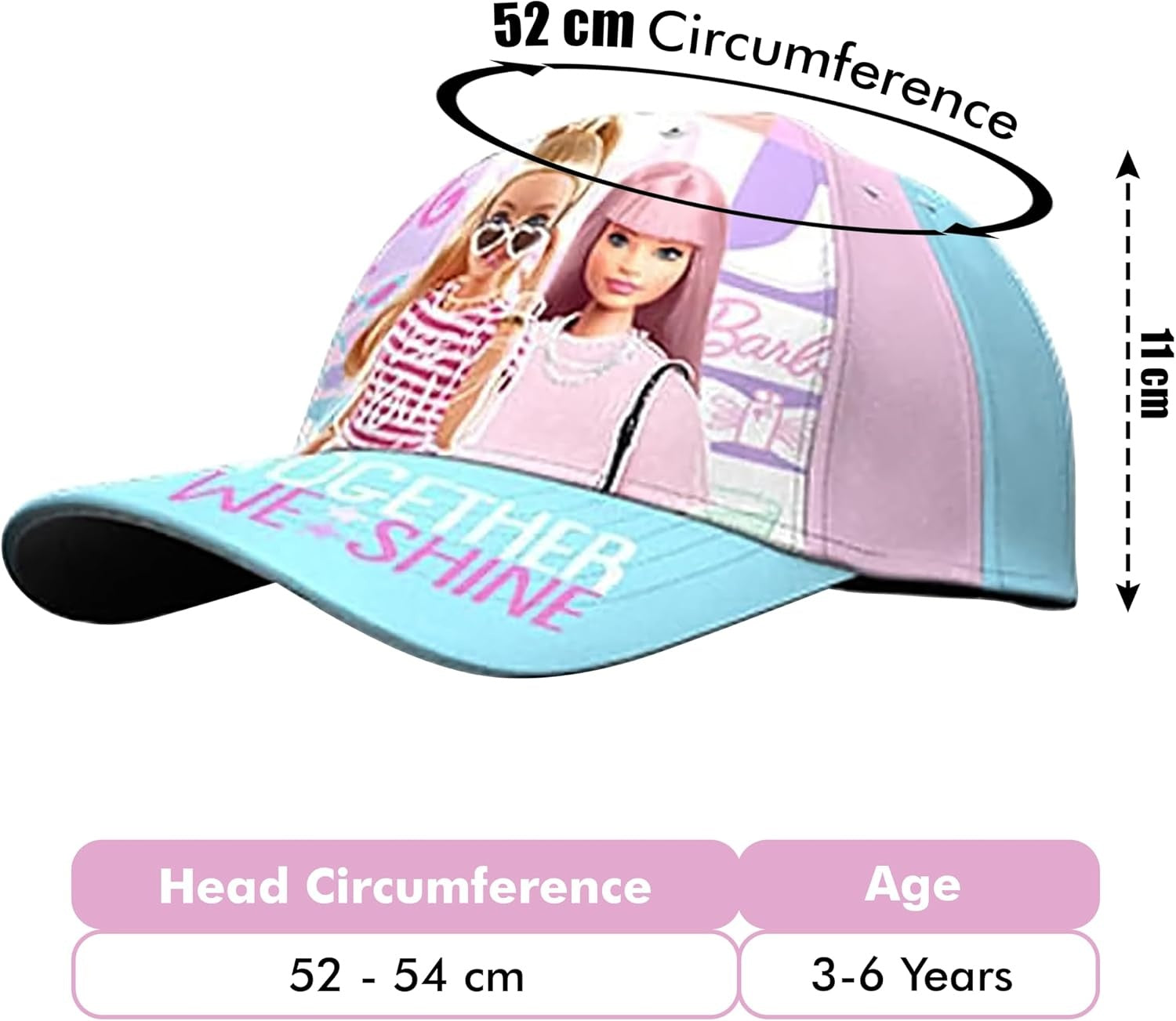 Barbie Cotton Baseball Cap 3-7 Years - Assorted Colours