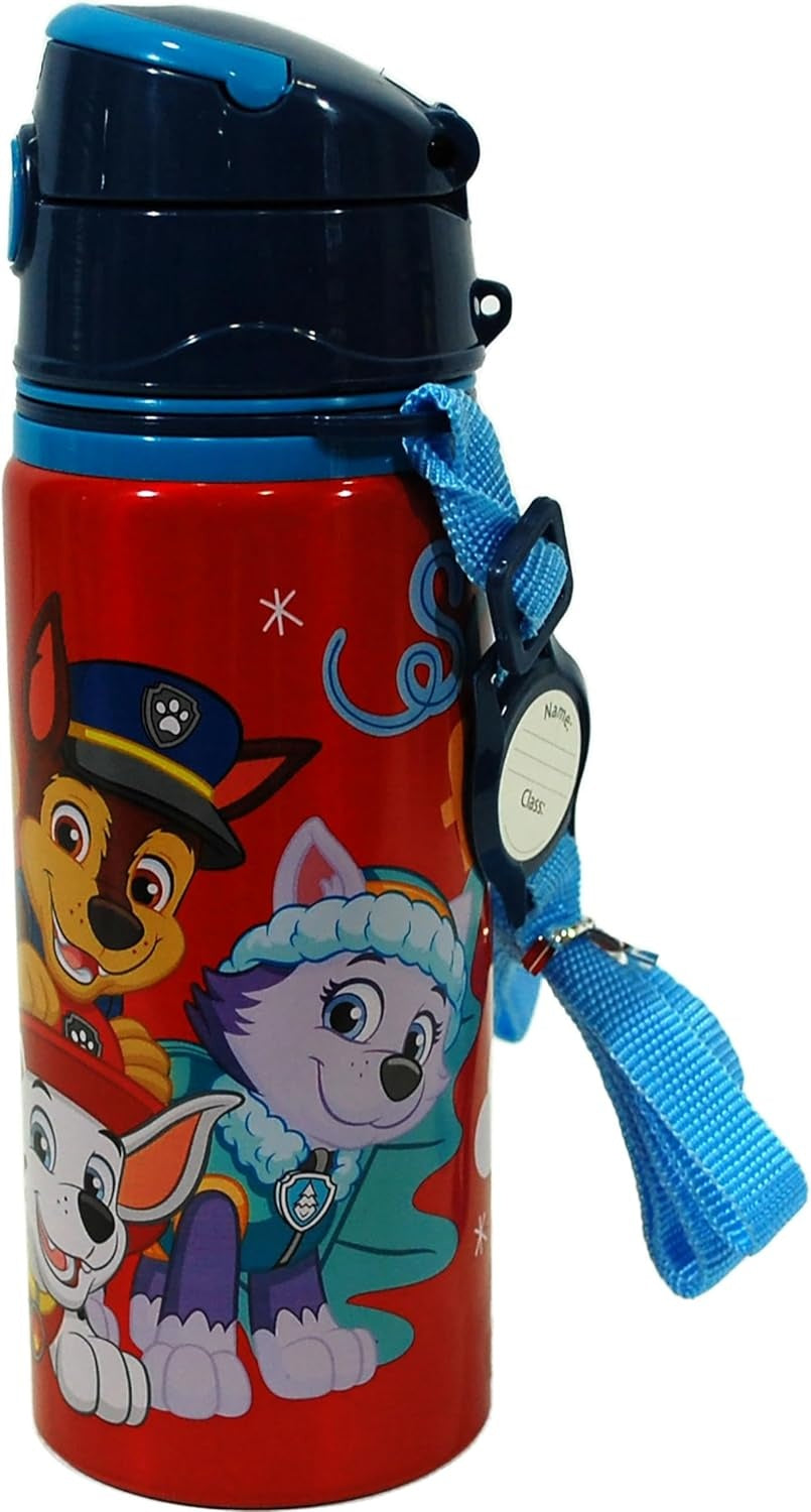 Aluminium Water Bottle with Straw & Strap 600ml - Assorted