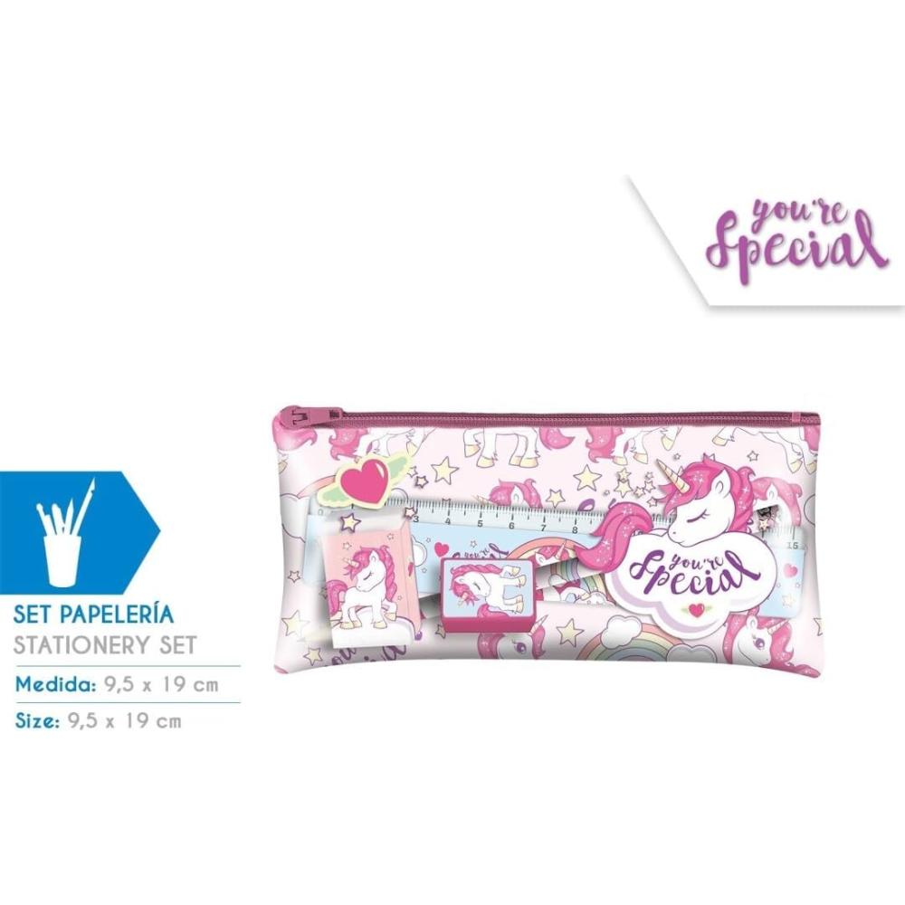 Stationery Set in Pencil Case-Unicorn